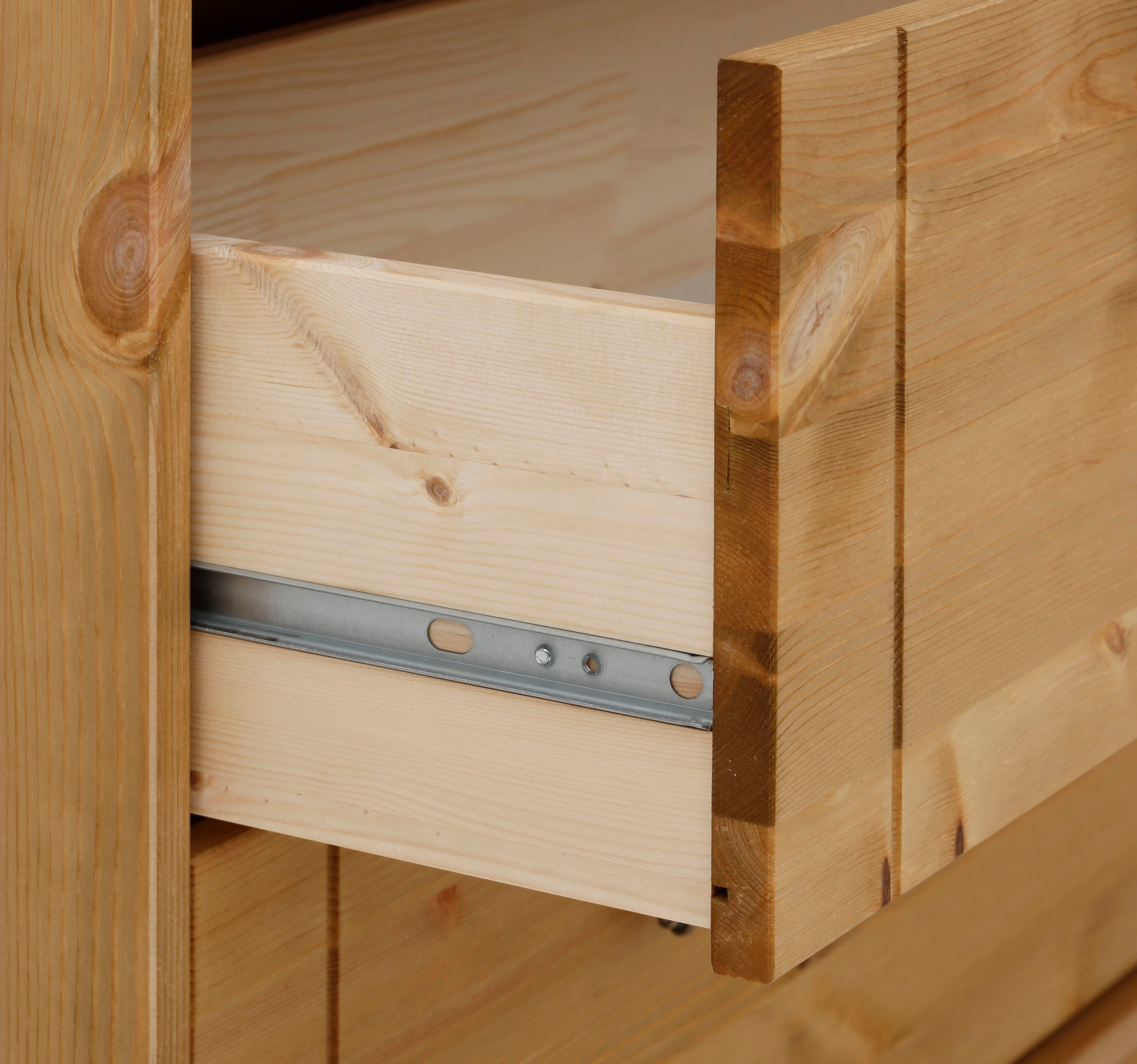Lüttenhütt Commode Indra, landhuisstijl, veel opbergruimte FSC® gecertificeerd massief hout, inclusief onderbouwrek en opzet