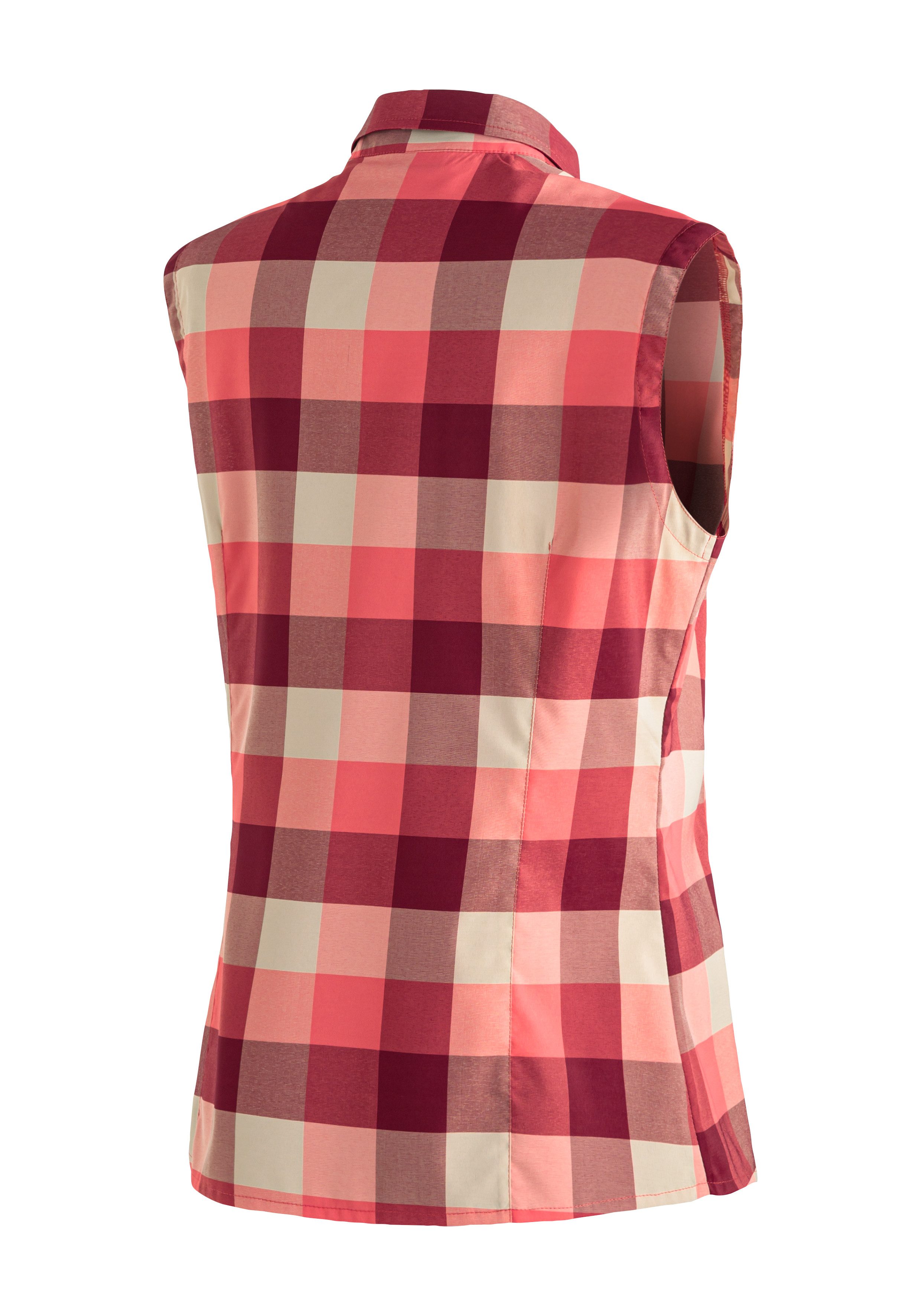 Maier Sports Functionele blouse Sana sleeveless mouwloze damesblouse, ademende geruite blouse