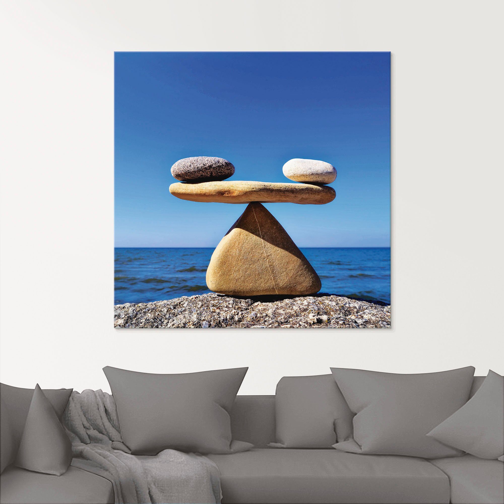 Artland Print op glas Evenwicht - stenen zee