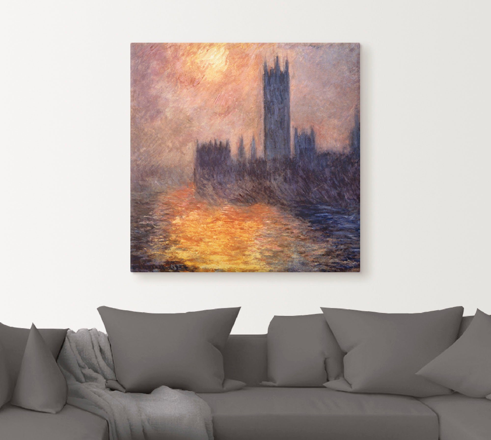 Artland Artprint op linnen Parlement in Londen bij zonsondergang