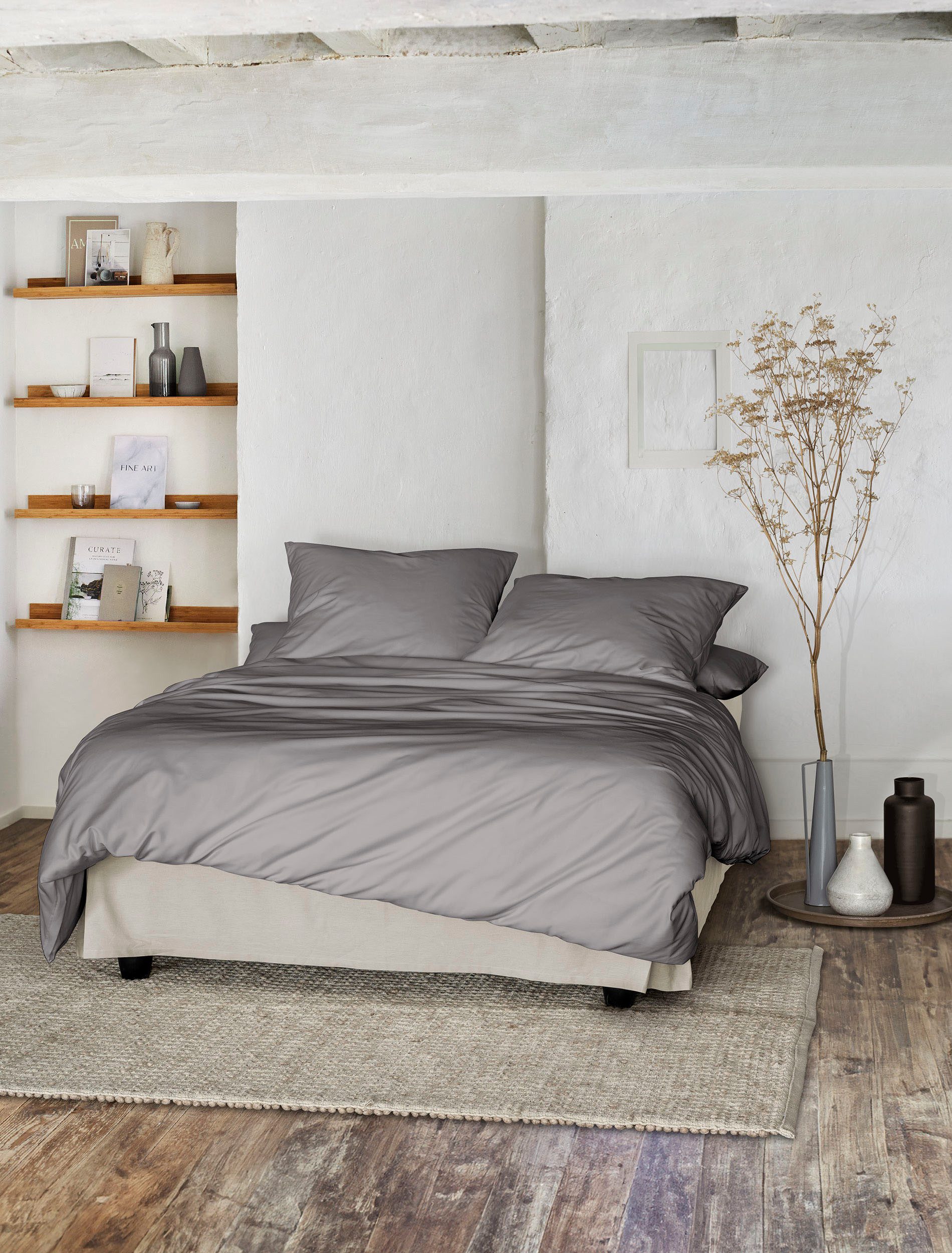 Irisette Overtrekset Premium satijnen beddengoed Parijs hoogwaardige uni premium beddengoed met rits, 100% katoen