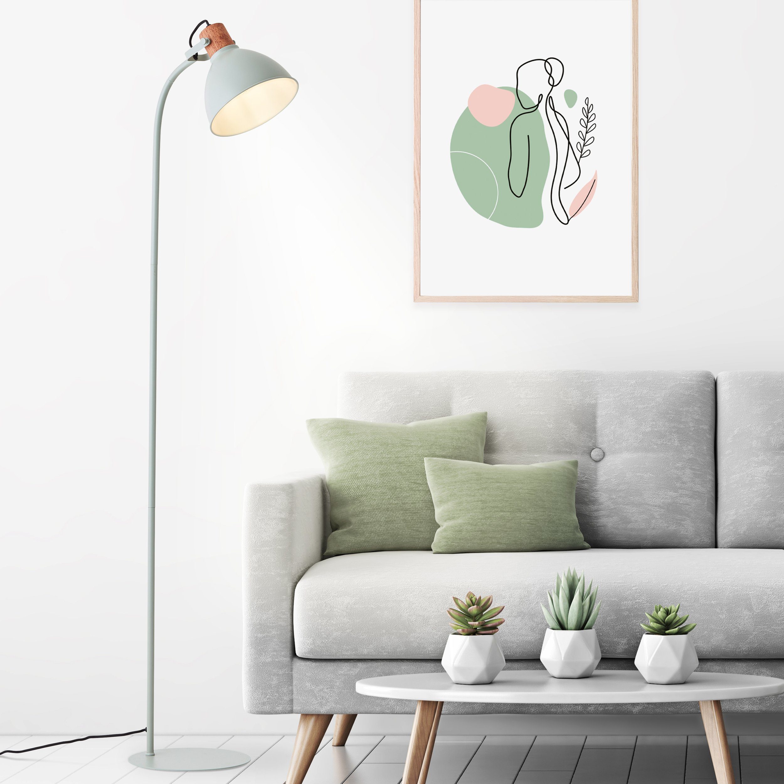 Brilliant Leuchten Staande lamp Erena Hoogte 150 cm, E27, metaal/hout