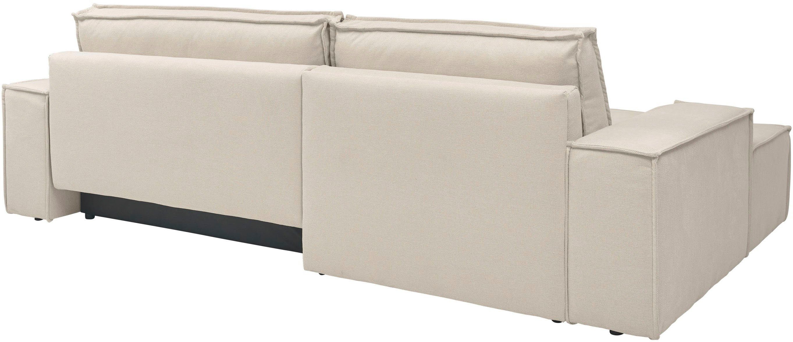 andas Hoekbank Finnley slaapbank 267 cm in Bouclé, fijne structuur en cord, L-vorm