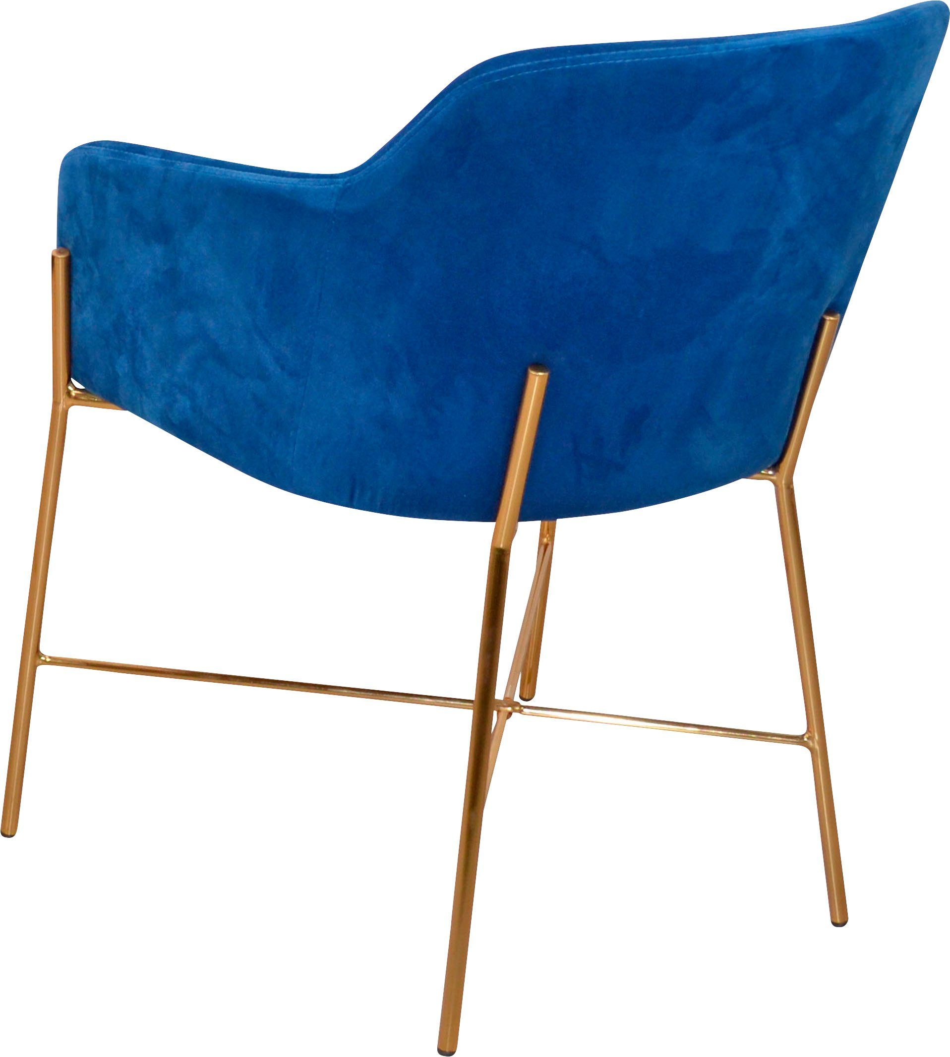 INOSIGN Stoel Fauteuil met frame van stalen buis, goudkleur, veloursovertrek (set, 2 stuks)