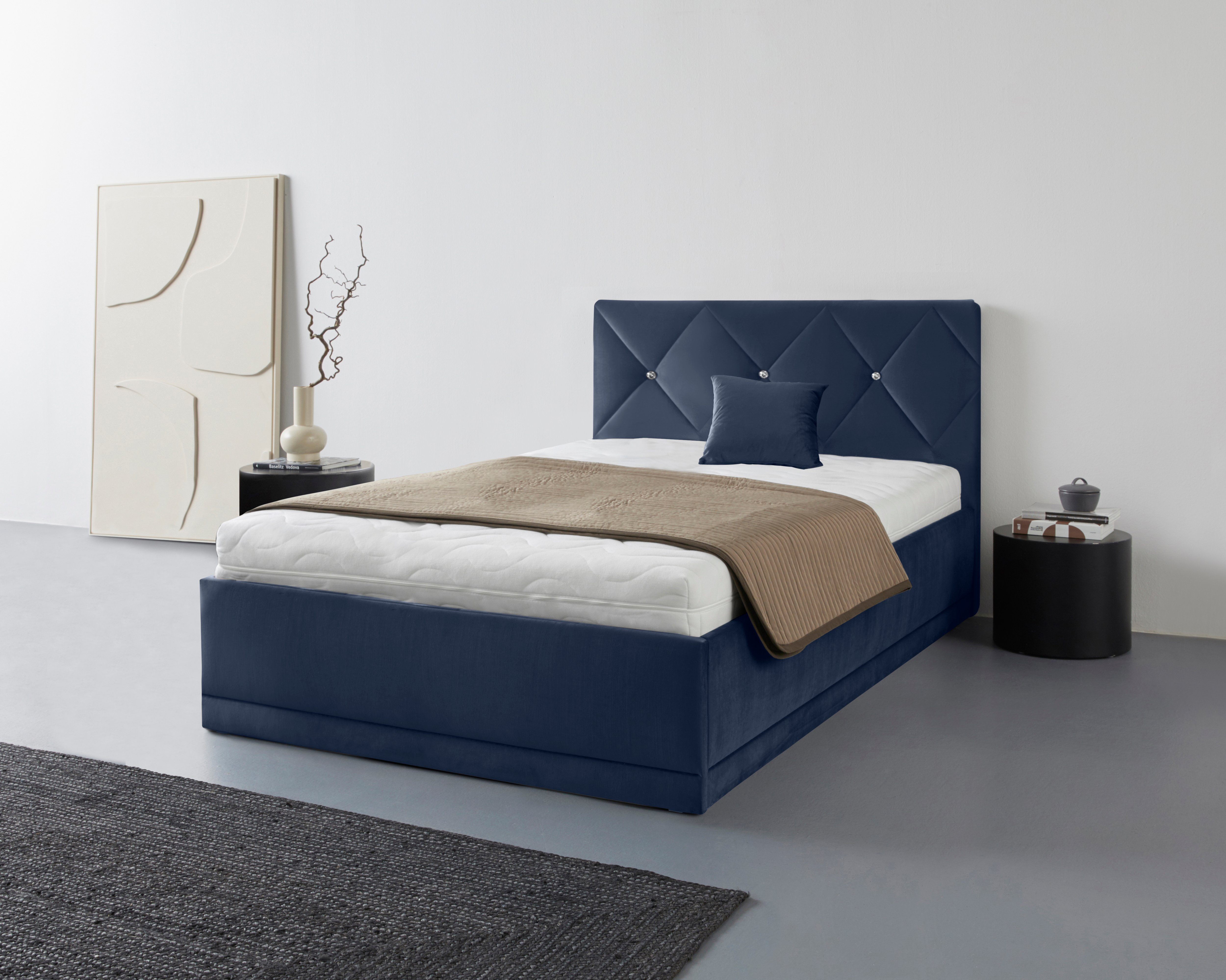 Westfalia Polsterbetten Gestoffeerd bed ADAMAS ook met bedlade, knoopdetails met stras