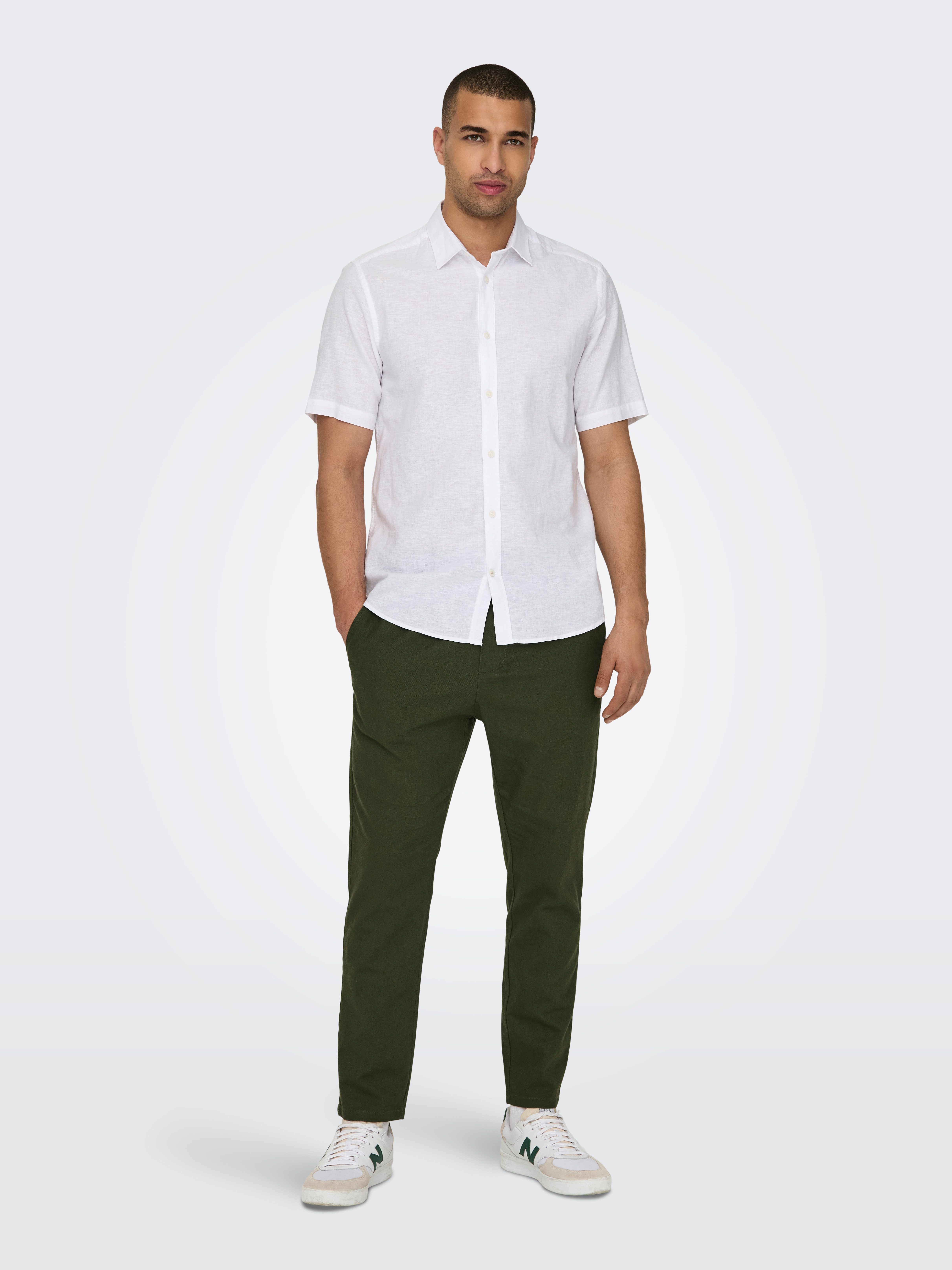 ONLY & SONS Stoffen broek ONSLINUS CROP 0007 COT LIN PNT NOOS