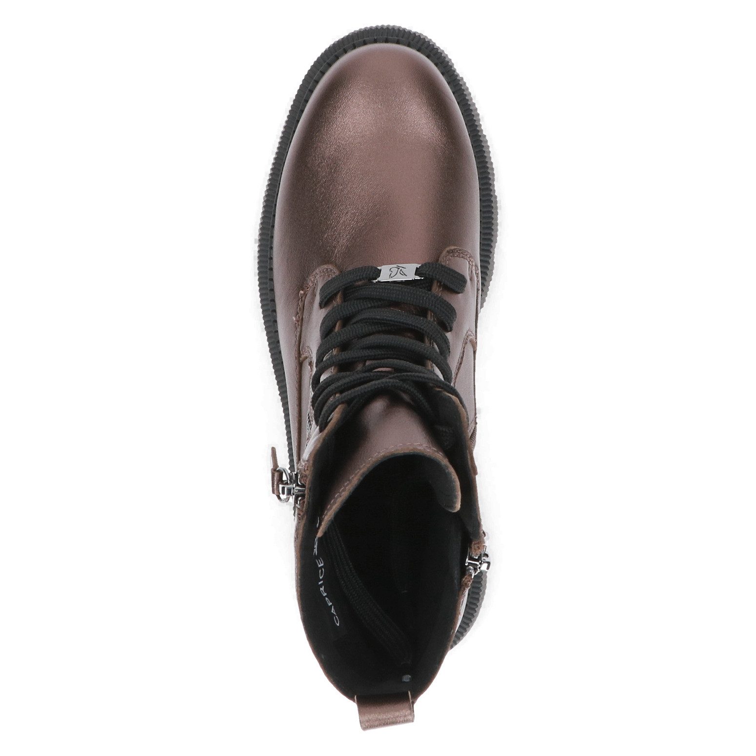 Caprice Veterschoenen , blokhak, veterlaarsje, sierritssluiting aan de buitenkant