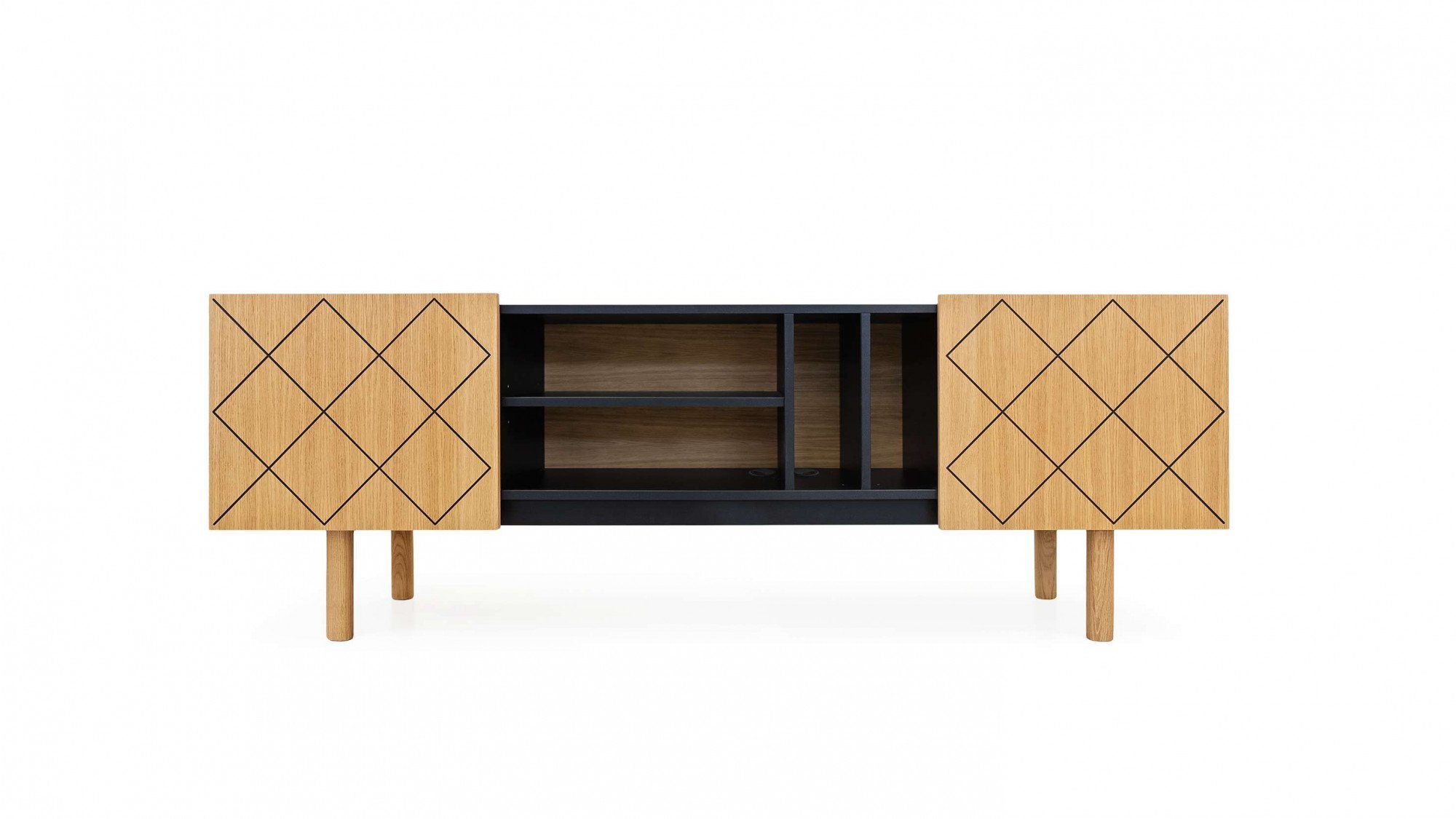 Woodman Dressoir PORTO Commode, decoratieve frezingen, met eikenhoutfineer, breedte 175 cm
