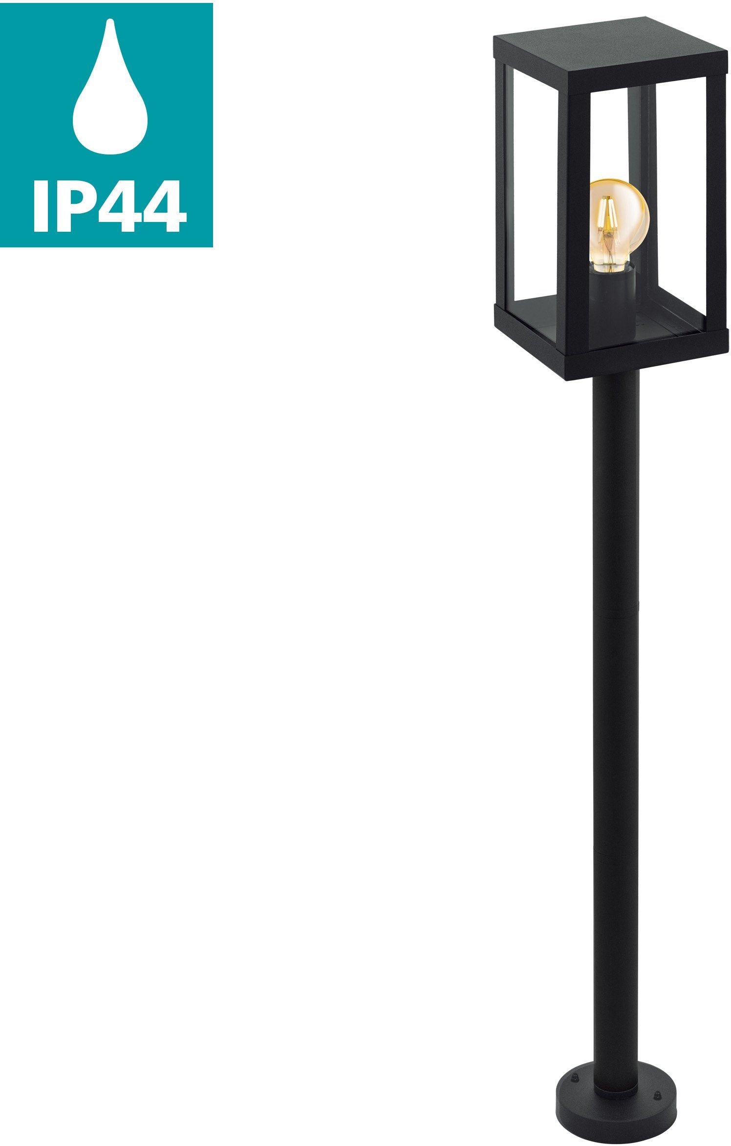 eglo staande lamp voor buiten alamonte 1 zwart - l15 x h101,5 x b15 cm - spatwaterdicht - rustiek zwart