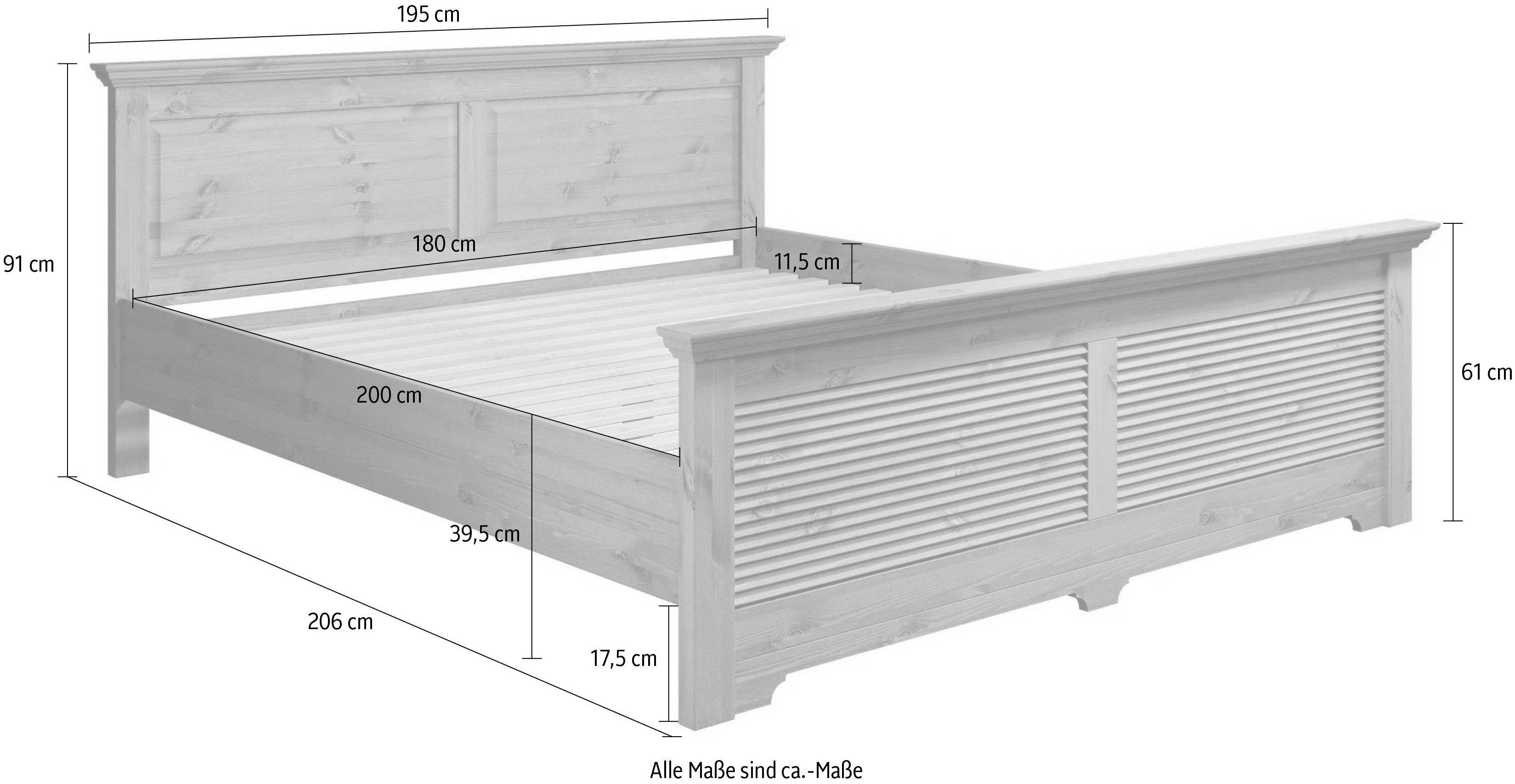 Home affaire Bed Rauna, landhuisstijl, elegant design met lamellen en kassetten, 2 kleuren