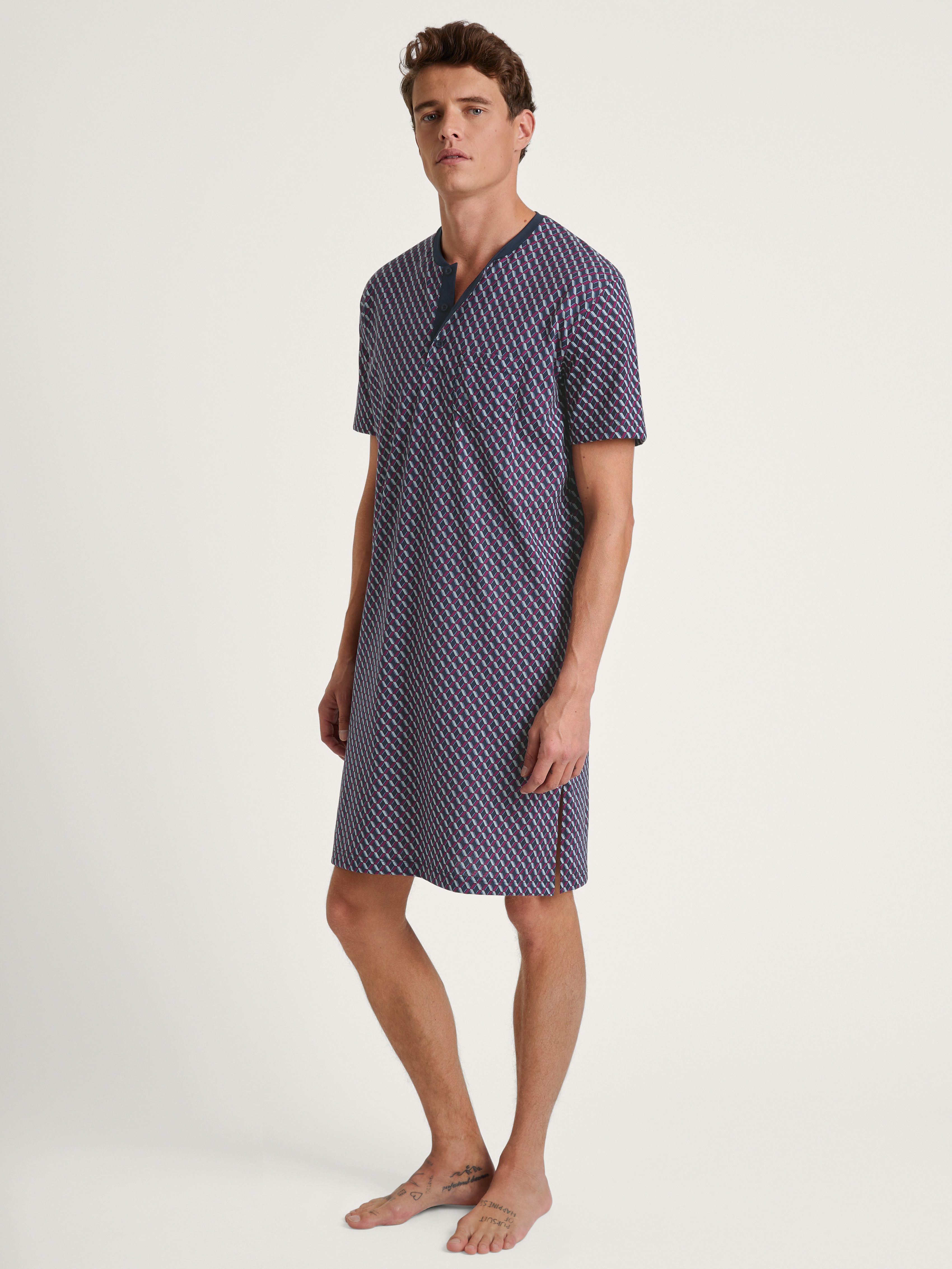 CALIDA Nachthemd Relax Imprint met opgestikte borstzak heren lange pyjama's maat XXL (58/60) rood