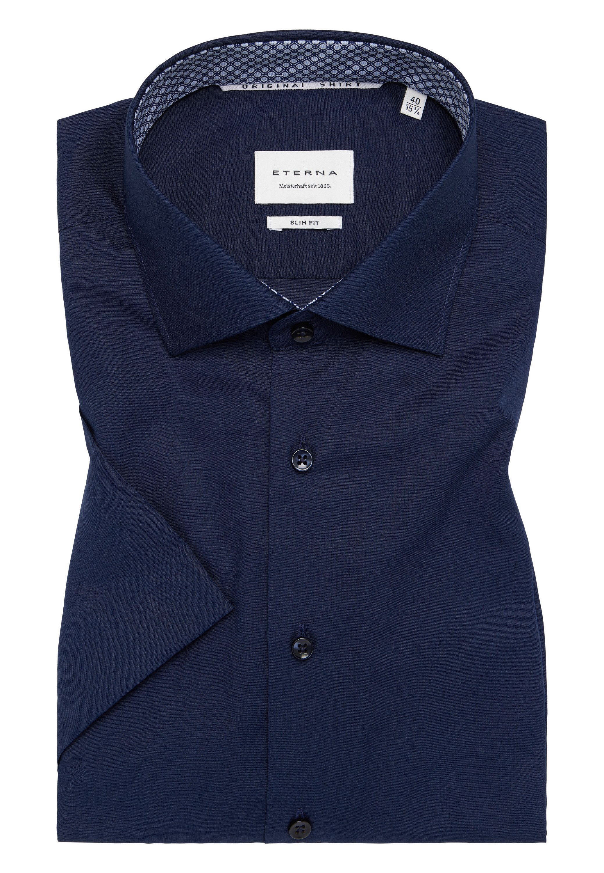 Eterna Overhemd met korte mouwen Slim fit NON IRON (strijkvrij)