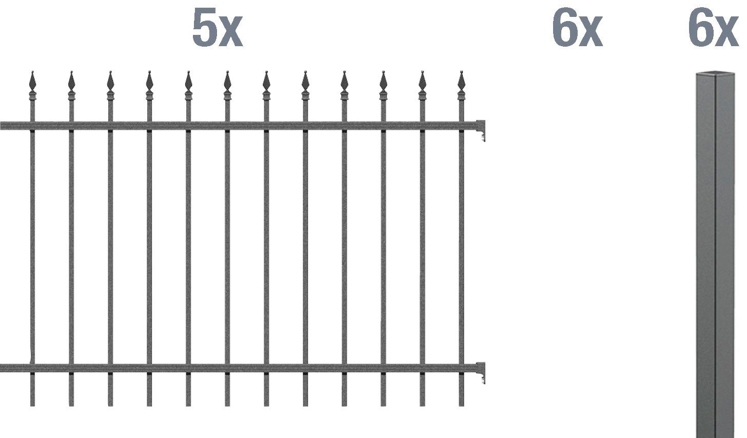GAH Alberts Metalen hek Chaussee Hoogte: 100 en 120 cm, totale lengte: 10 m, om vast te schroeven (set)