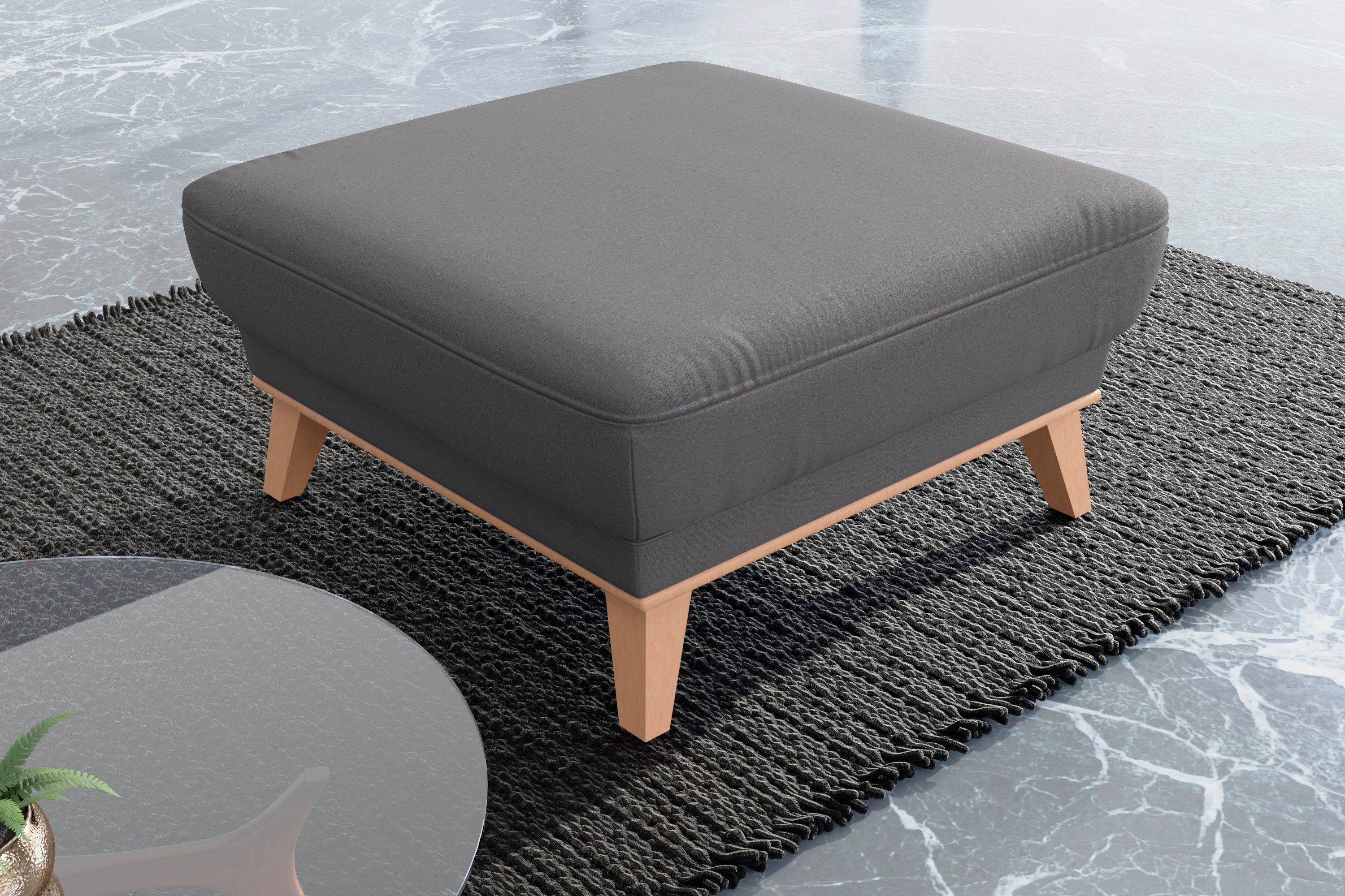 sit&more Hocker Lavida Met elegante houten lijst hockers maat Luxe-microvezel Euphoria grijs