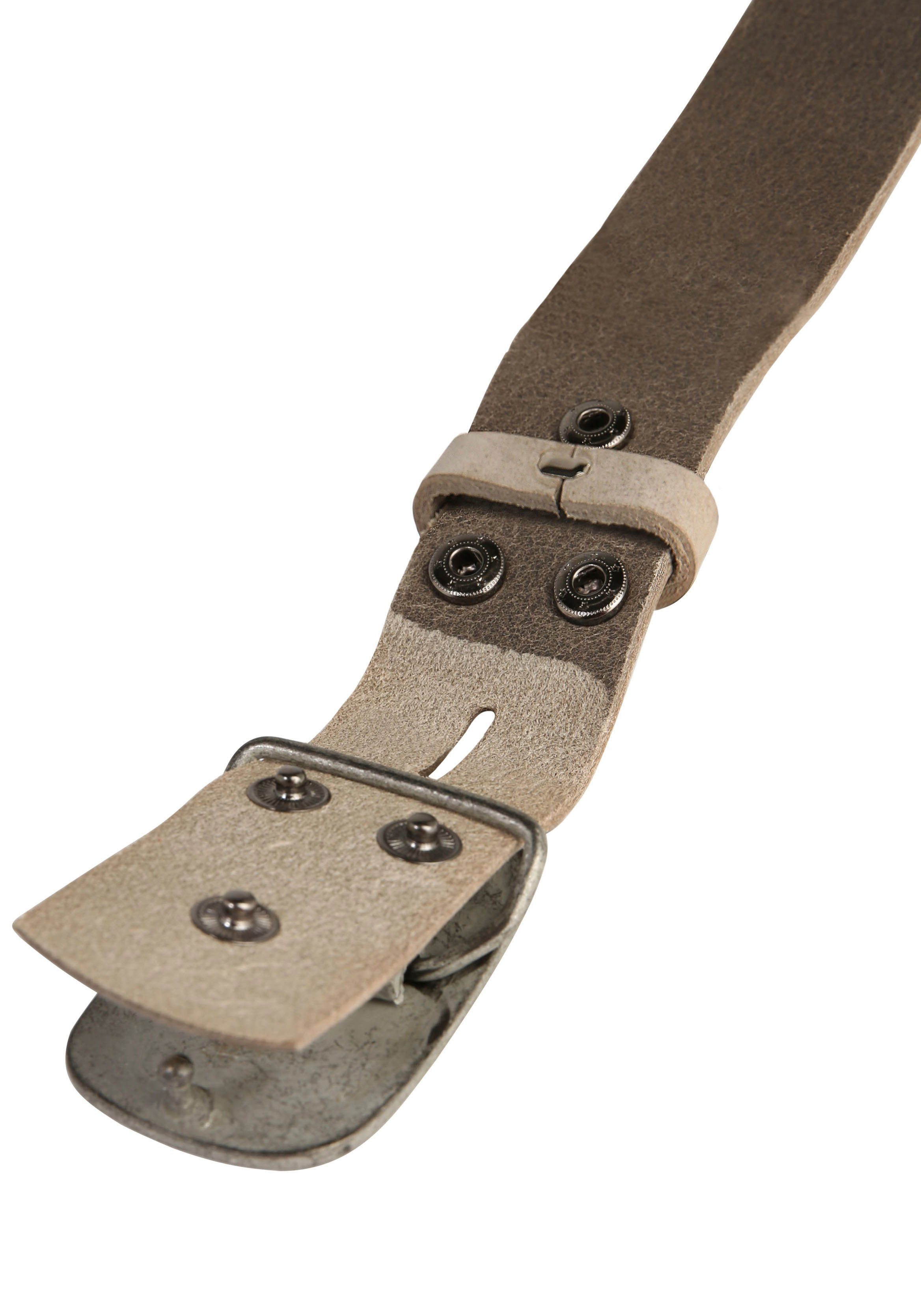 RETTUNGSRING by showroom 019° Leren riem met verwisselbare sluiting "rechthoek ingelijst grijs"