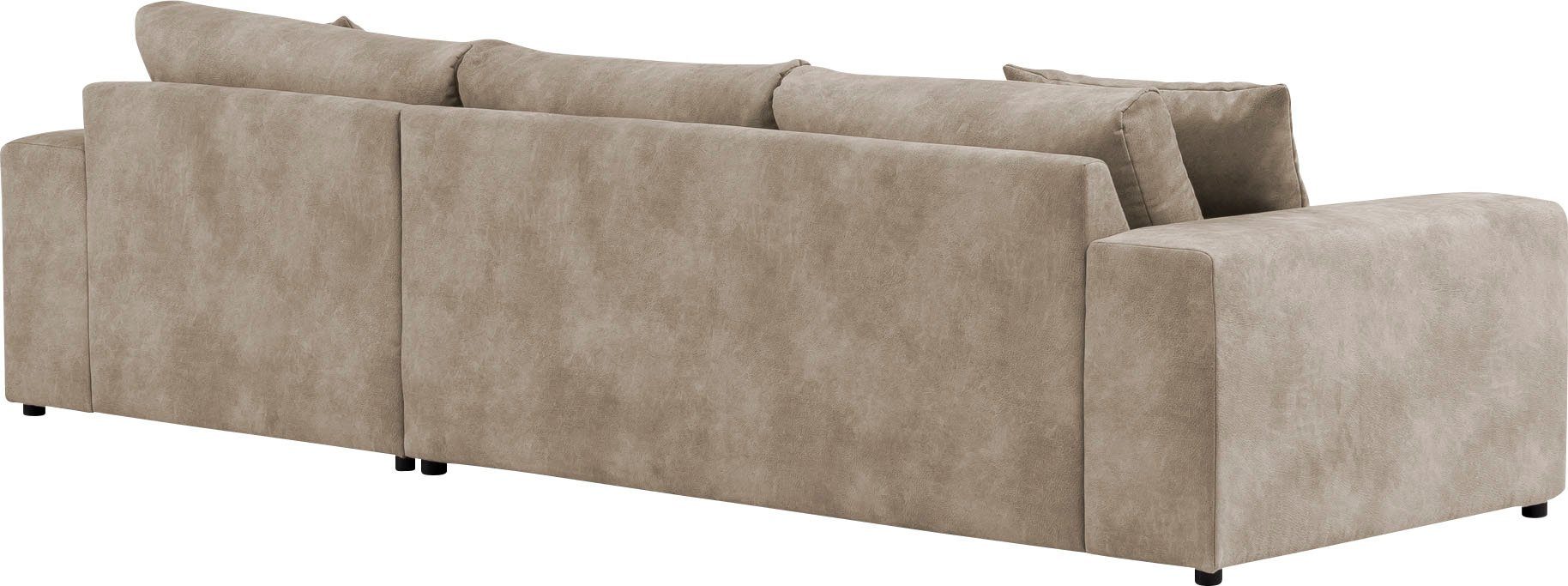 andas Hoekbank SLEETLAND XXL van fluweel of in vintage leer-look, L-model,