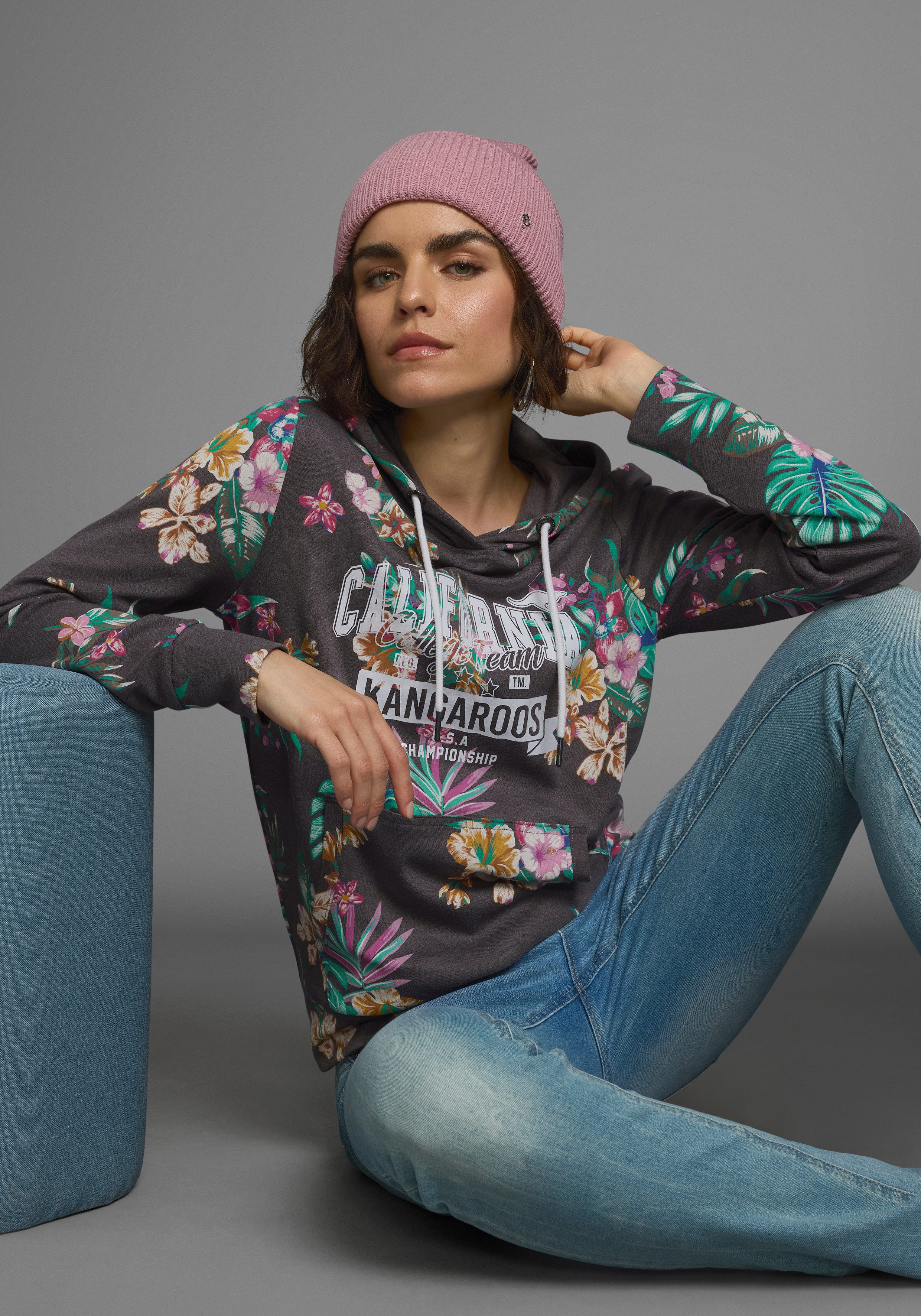 KangaROOS Hoodie Lange mouwen, figuurvolgende snit, van interlockmateriaal