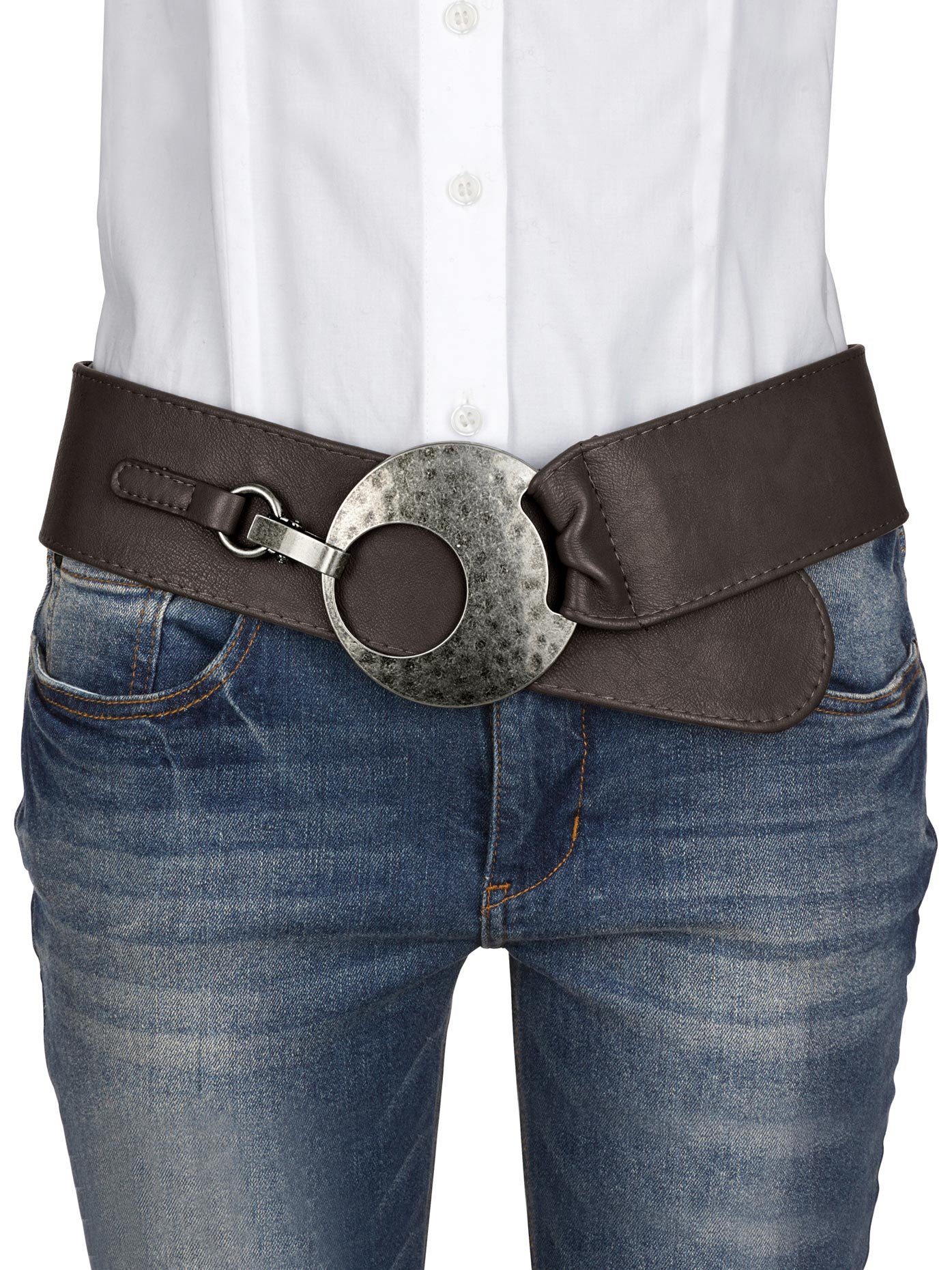heine Synthetische riem dames stoffen riemen maat 95 bruin