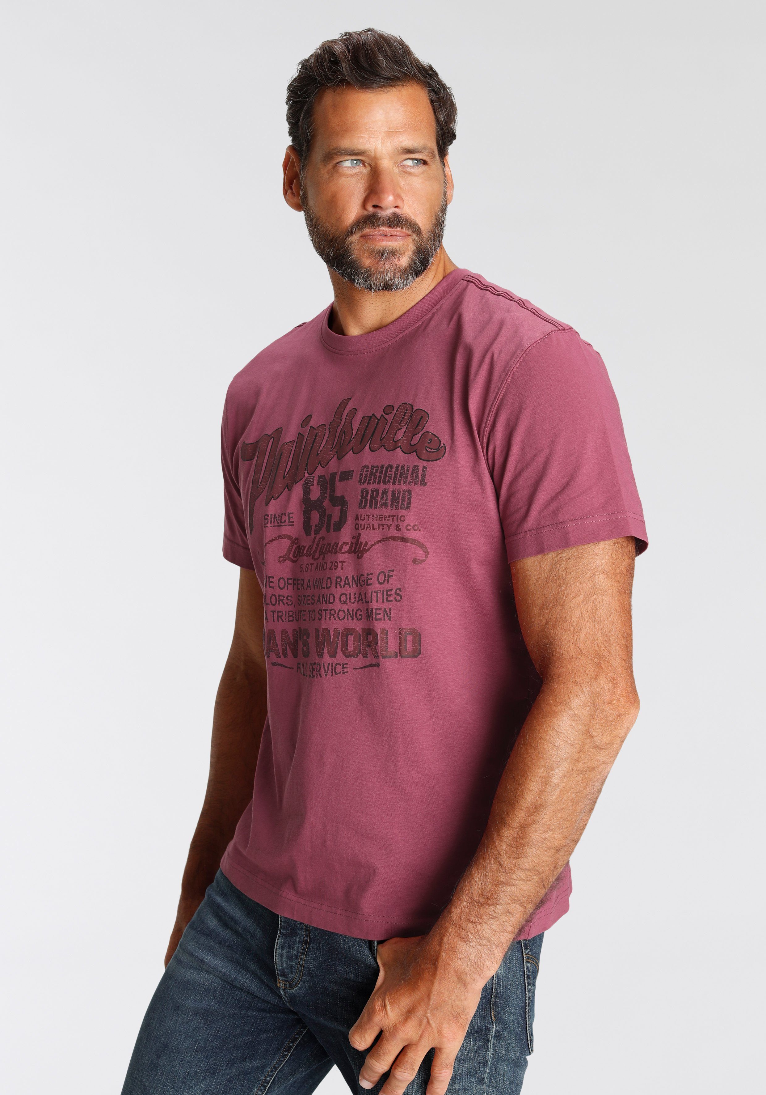 Man's World T-shirt Korte mouwen, met stijlvolle print, ronde hals, van katoen
