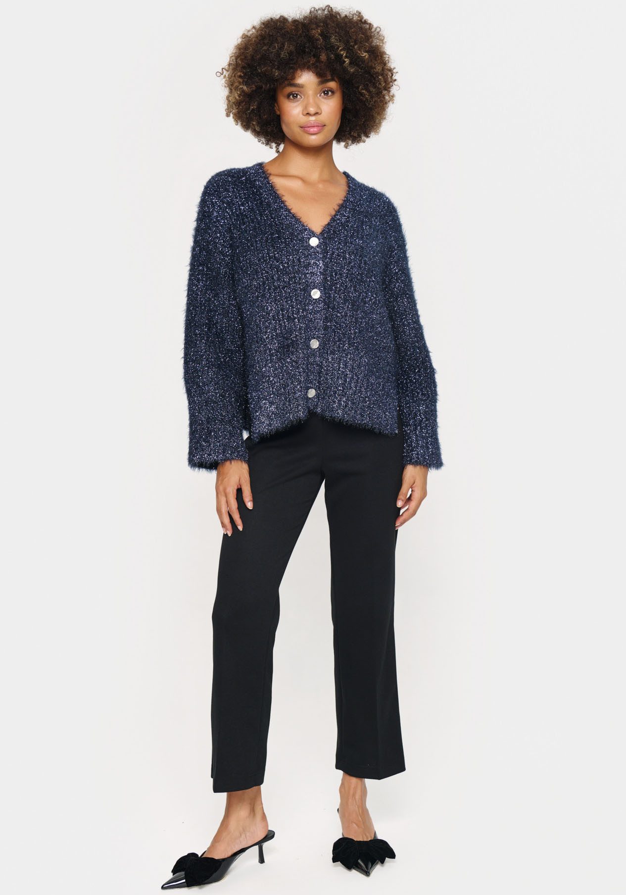 Saint Tropez Vest HalfaSZ Cardigan met glittereffect