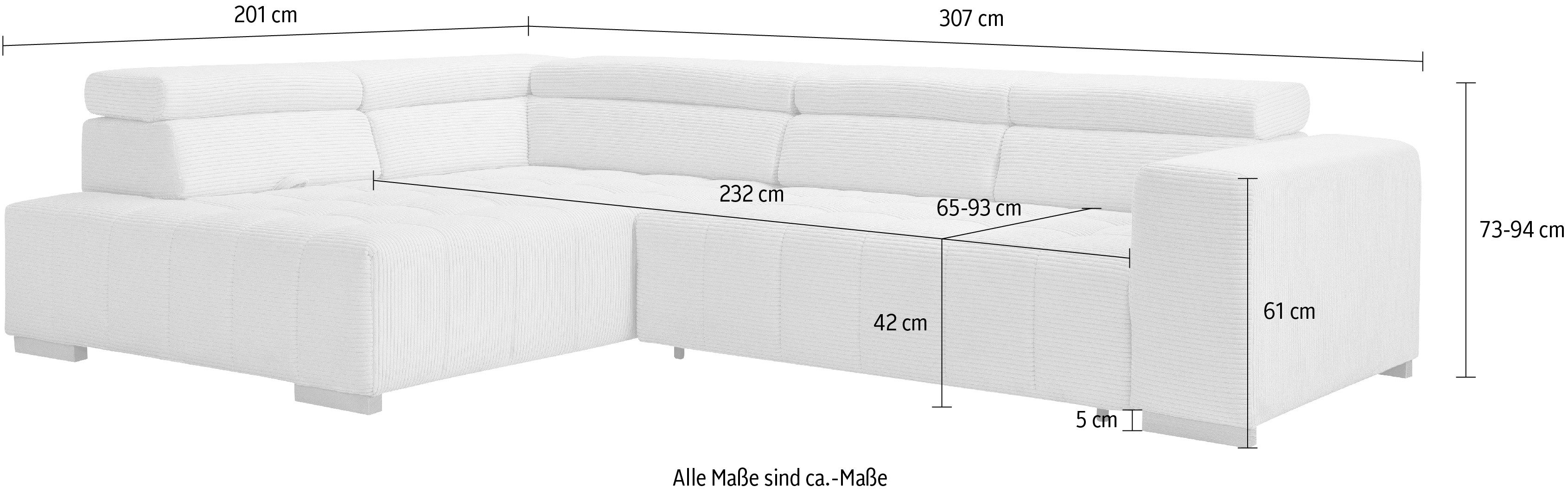 exxpo - sofa fashion Hoekbank Elianos, hoog zitcomfort, verfijnde kruisstepping in de zitting, L-vorm