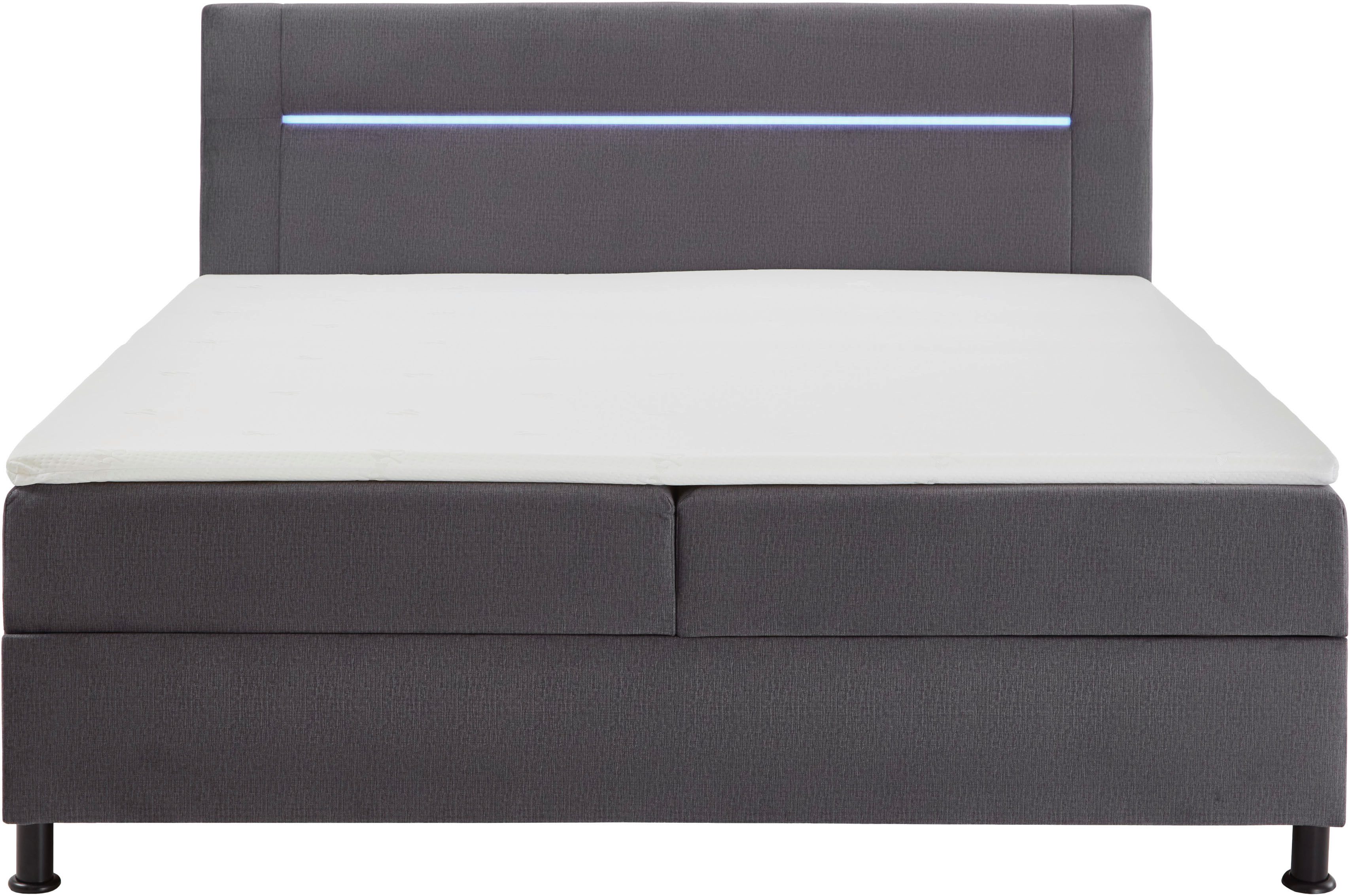 INOSIGN Boxspring Escalon LED met opbergruimte, inclusief topper, LED-lichtstrip in het hoofdeinde