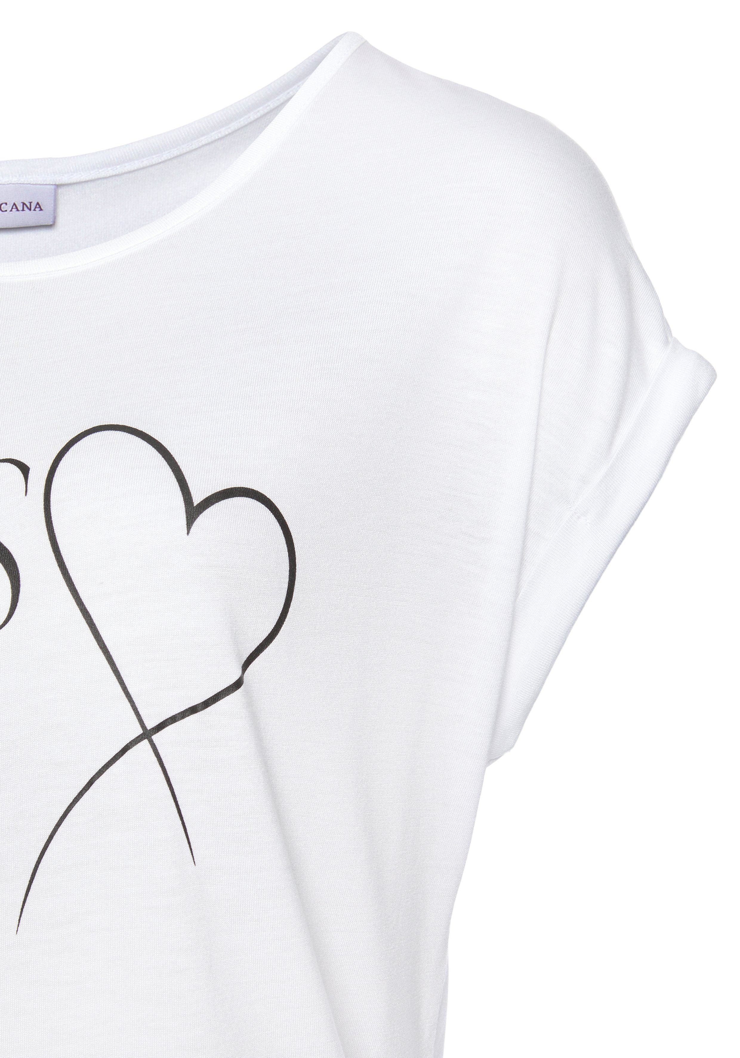 Lascana Shirt met korte mouwen met print aan de voorkant, t-shirt van zachte viscose, casual-chic