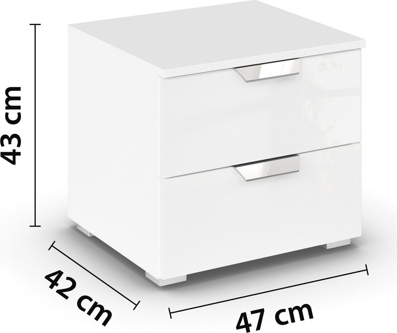 rauch Nachtkastje Glamour by Aditio met hoogglansfront, 2 laden met soft-closefunctie