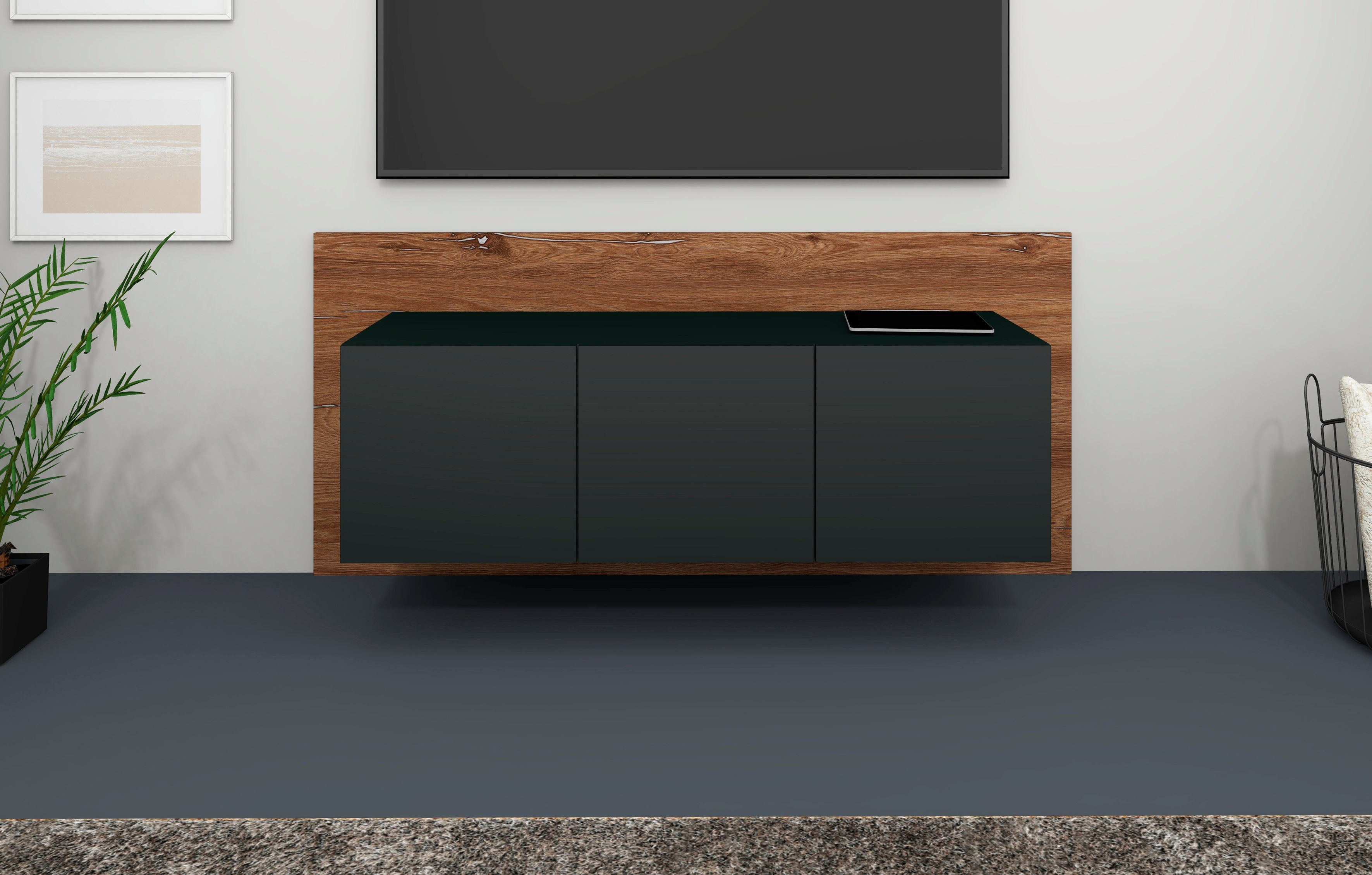 borchardt Möbel Tv-meubel Sara Breedte 144 cm lowboards zwart