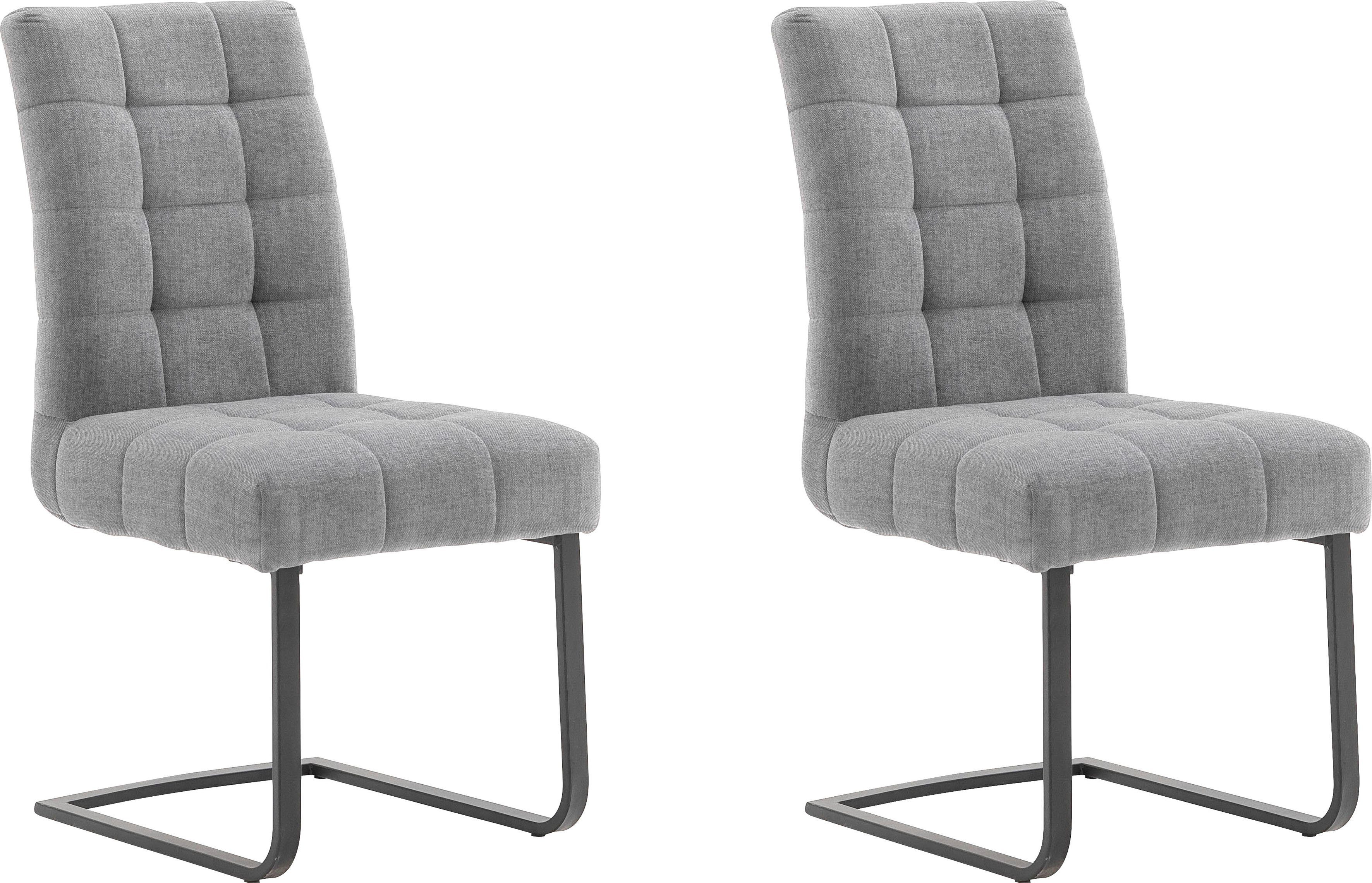 MCA furniture Vrijdragende stoel Salta (2-set), frame vlakke buis, zwart mat gelakt, aqua clean bekleding (2 stuks) zweefstoelen grijs