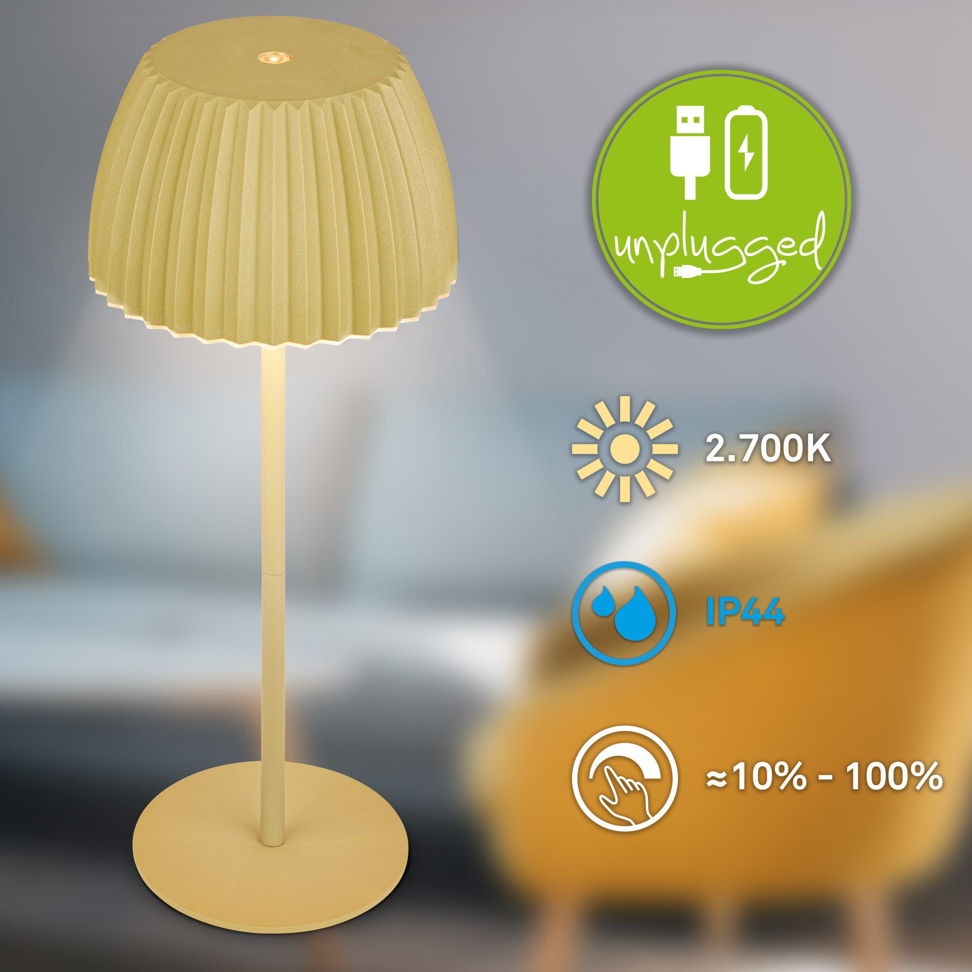 Briloner Leuchten Led-tafellamp Accu LED tafellamp, groen