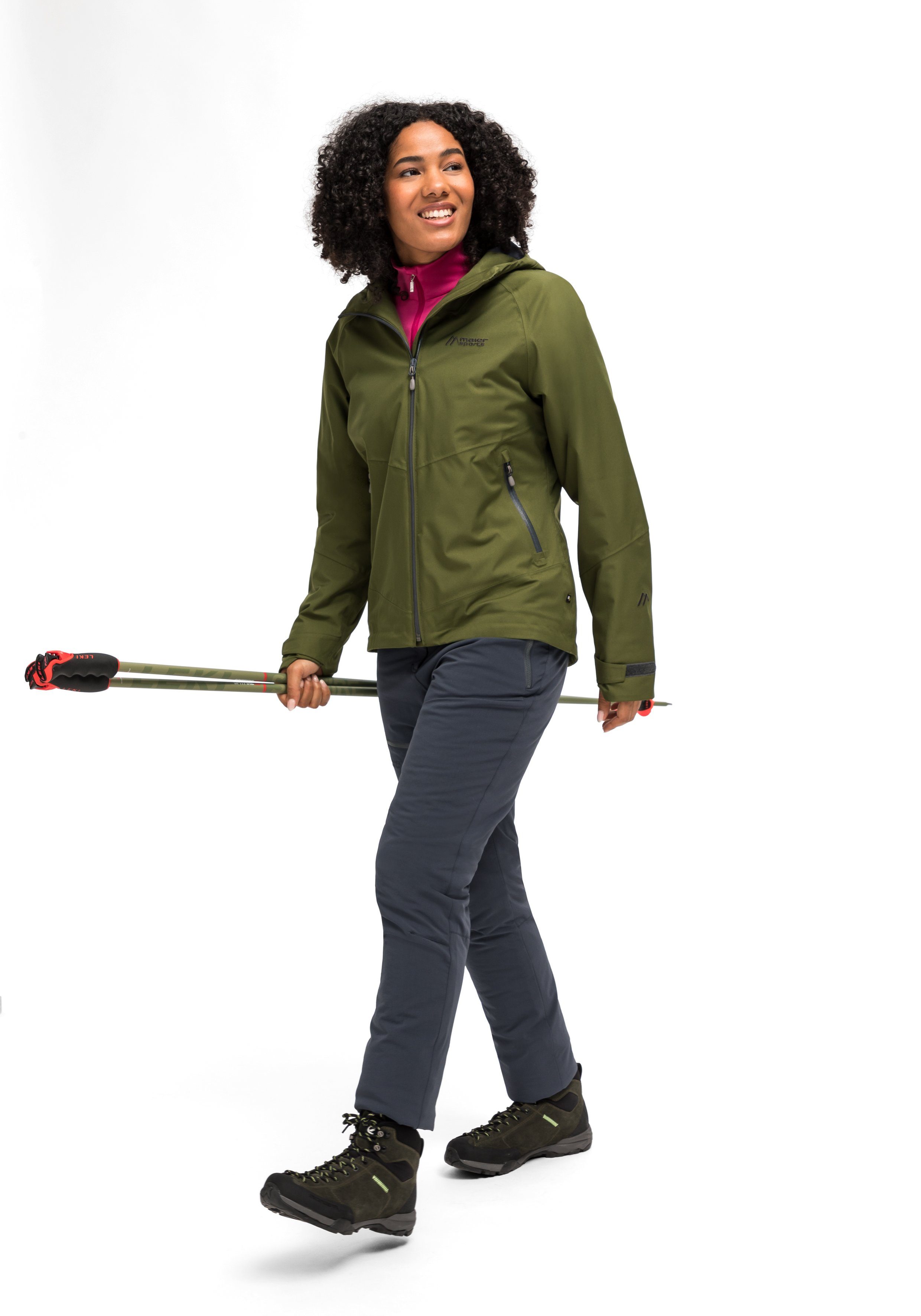 Maier Sports Outdoorjack Solo Tipo W Dames wandeljas, ademend en waterdicht, regenjas met capuchon