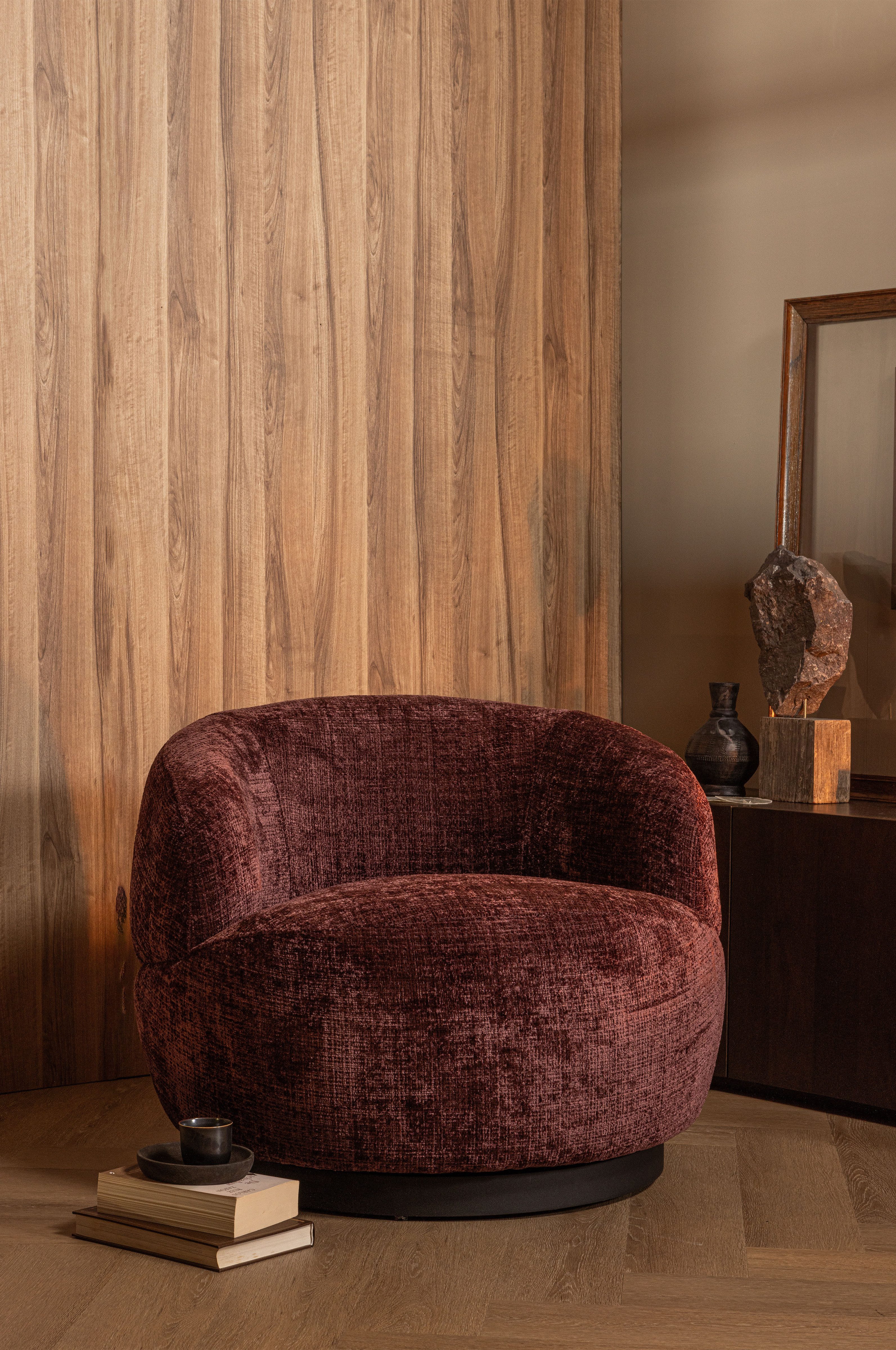 WOOOD Draaibare fauteuil Woolly ronde vorm, in elke richting draaibaar! breedte 84 cm