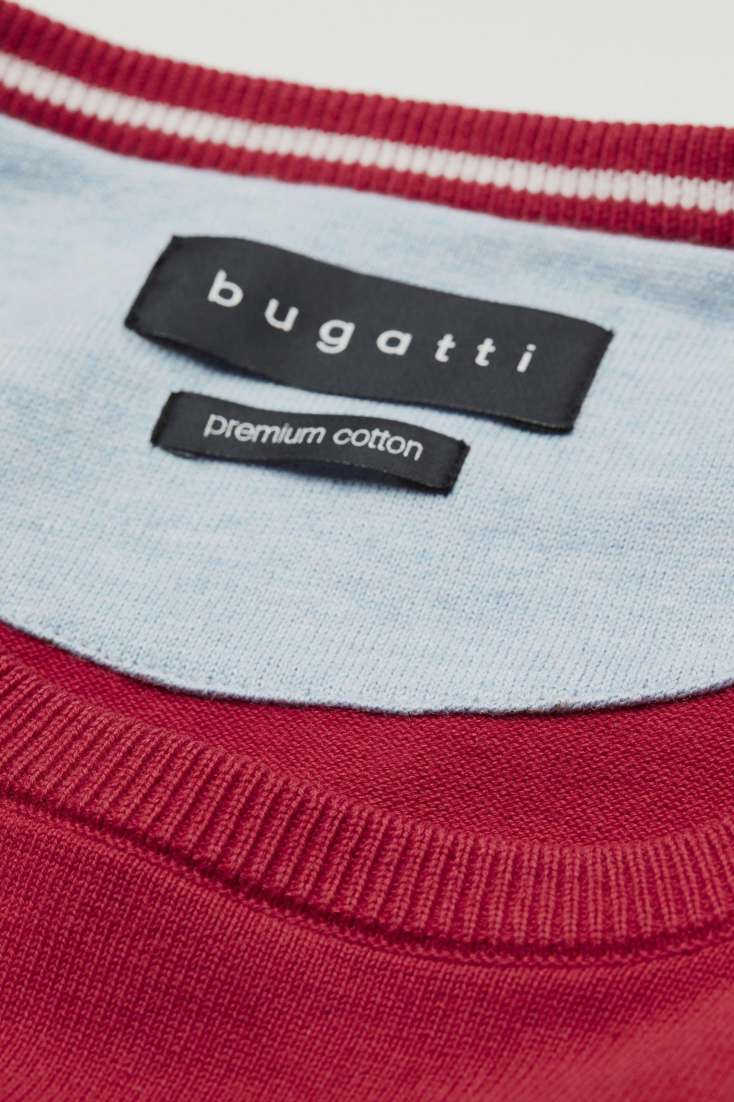 Bugatti Trui met ronde hals van puur katoen