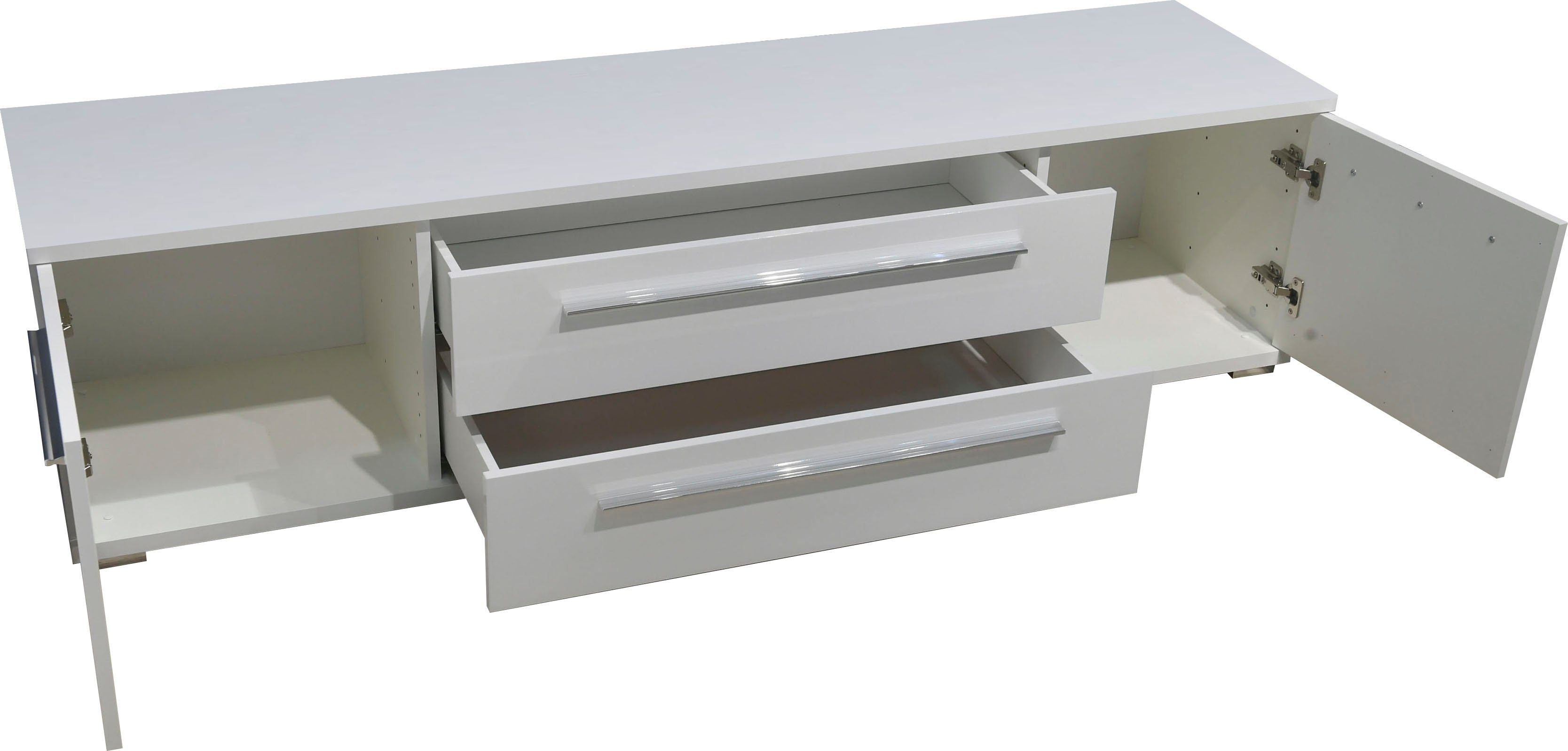 Places of Style Tv-meubel Piano TV-kast in breedte 165 of 180 cm met soft-close functie Hoogglans UV-gelakt, Br 180 cm met verschillende deur- en ladeafmetingen