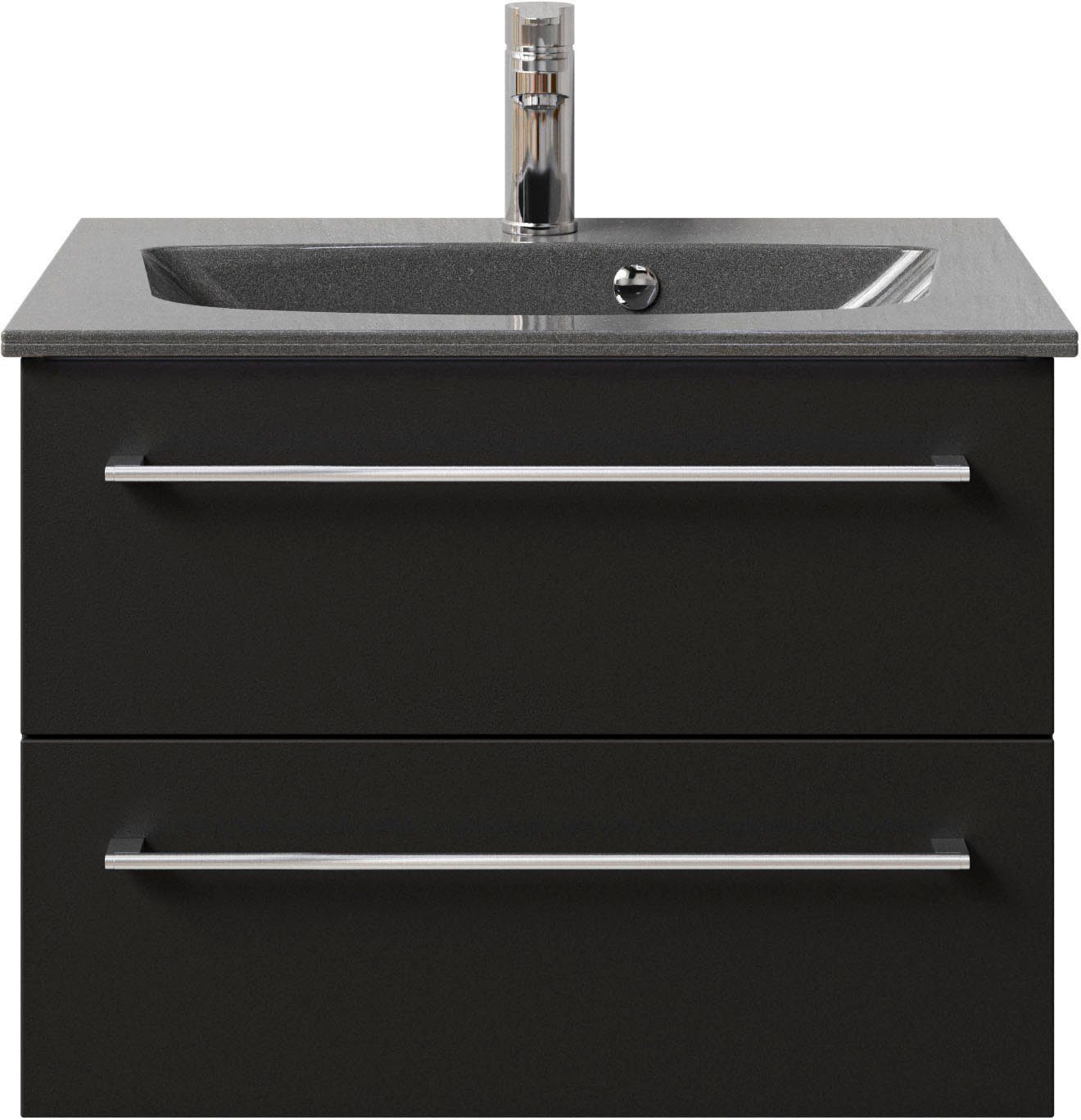 Saphir Wastafelonderkast Serie 6025 mineraalmarmeren wastafel met onderkast, 67 cm breed (2-delig)