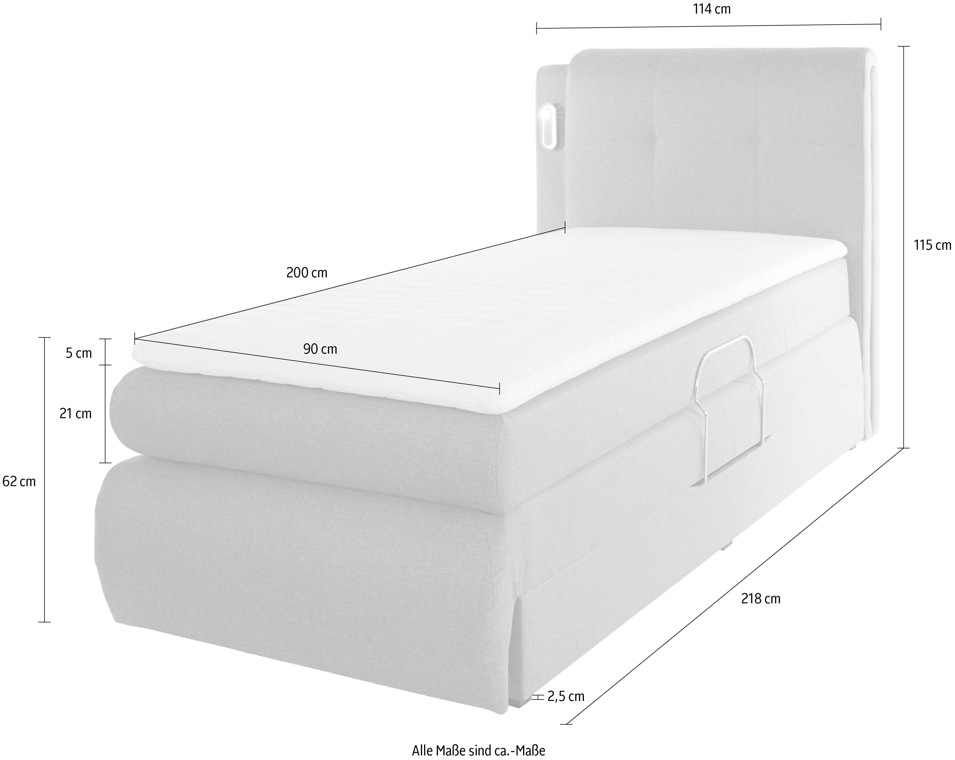 COLLECTION AB Boxspring Borna inclusief bedkist, ledverlichting en topmatras