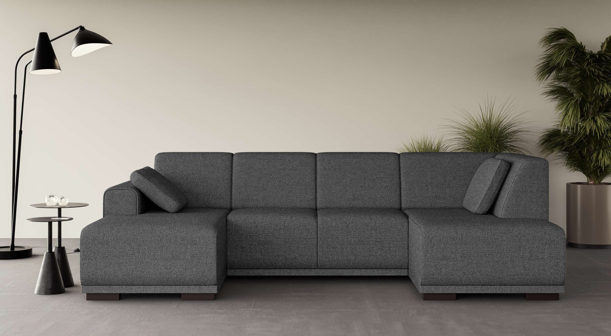 Home affaire Zithoek BORNHOLM U-vorm met chaise longue rechts/links, B/D/H: 300/162/85 cm U-vorm met golvende ondervering, chaise longue rechts of links bestelbaar
