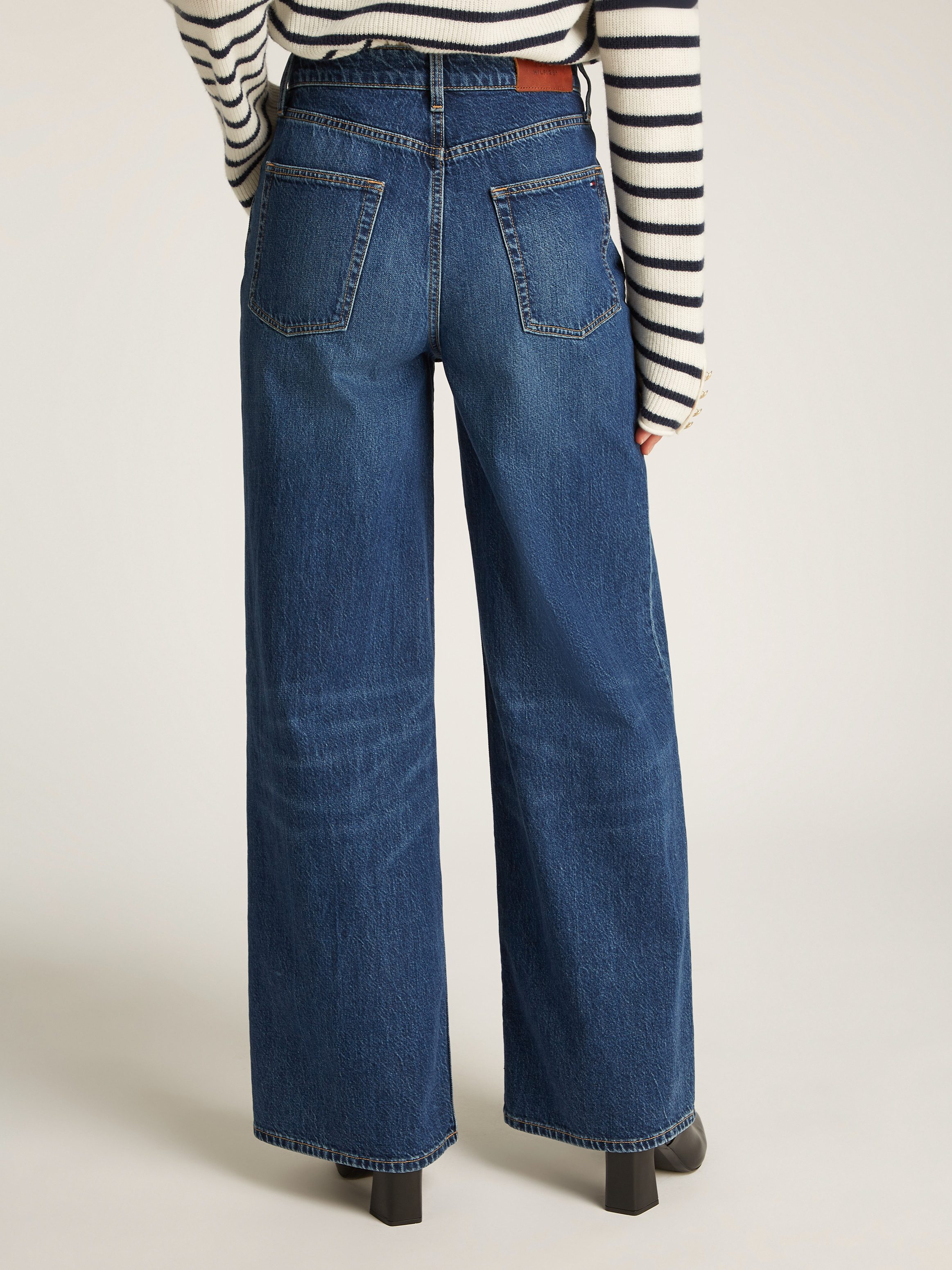 Tommy Hilfiger Wijde jeans WIDE LEG HW LOU met logo-badge, met nagels, met persplooien