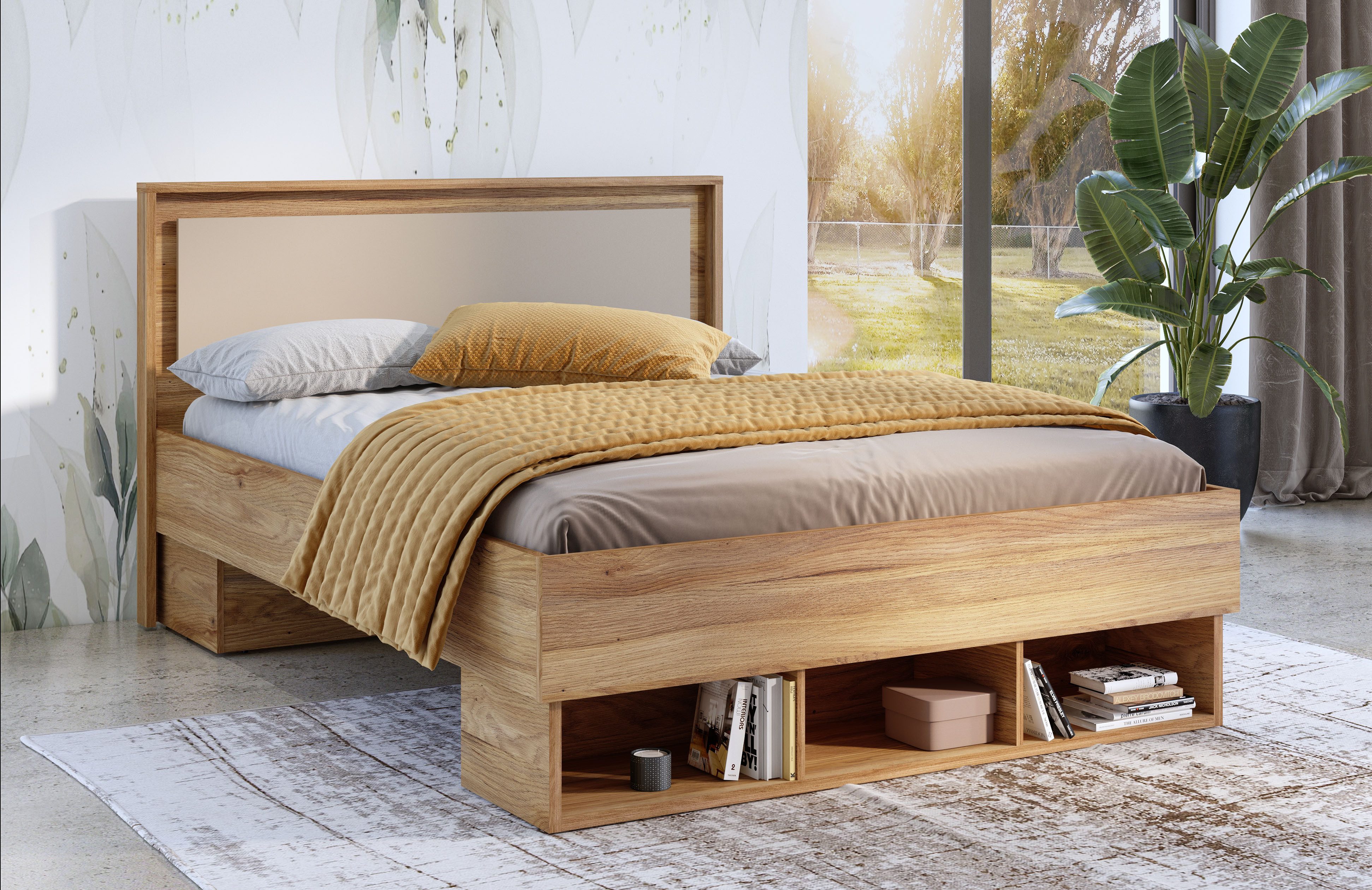 Home affaire Bedframe Wharton, 140, 160 of 180cm breedte, Made in Europe Tweepersoonsbed met open planken, FSC-gecertificeerd houtmateriaal