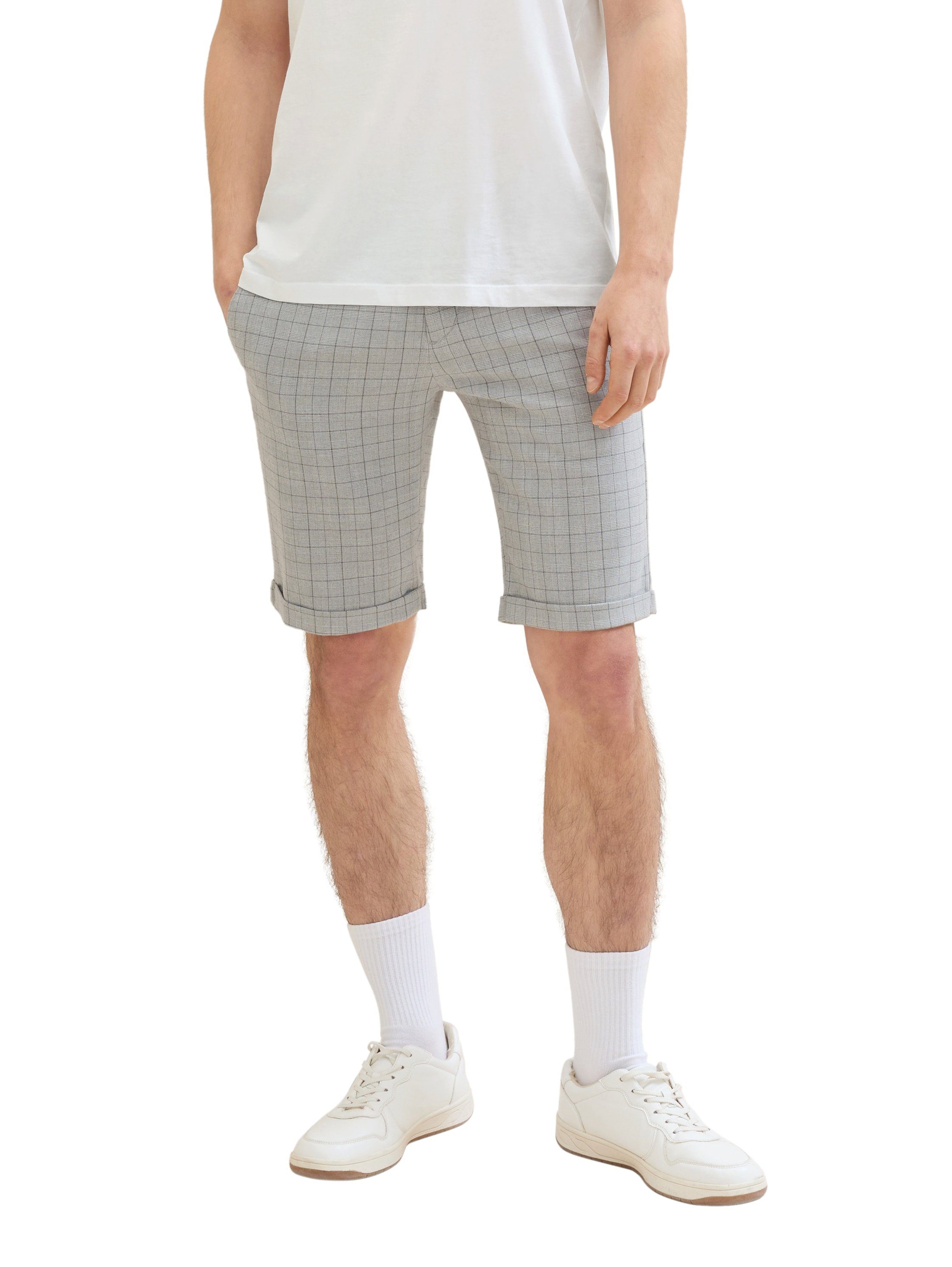 Tom Tailor Denim Chino-short in geruite look heren bermuda broeken maat XXL grijs