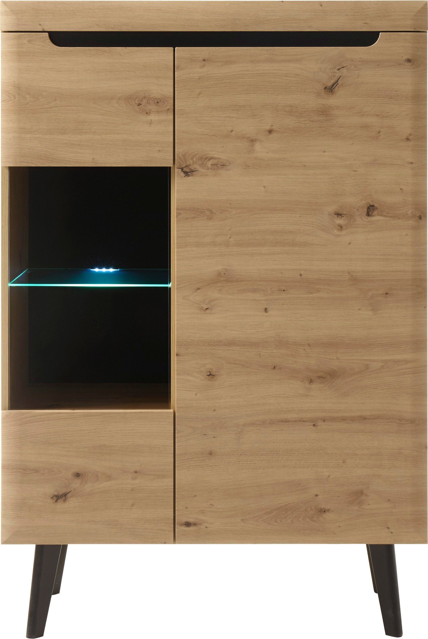INOSIGN Vitrinekast Torge, hoge kast, glazen vitrine, staande vitrine, vitrinekast in drie verschillende kleuren beschikbaar, glazen deur & -bodem, 90 cm breed (1 stuk)