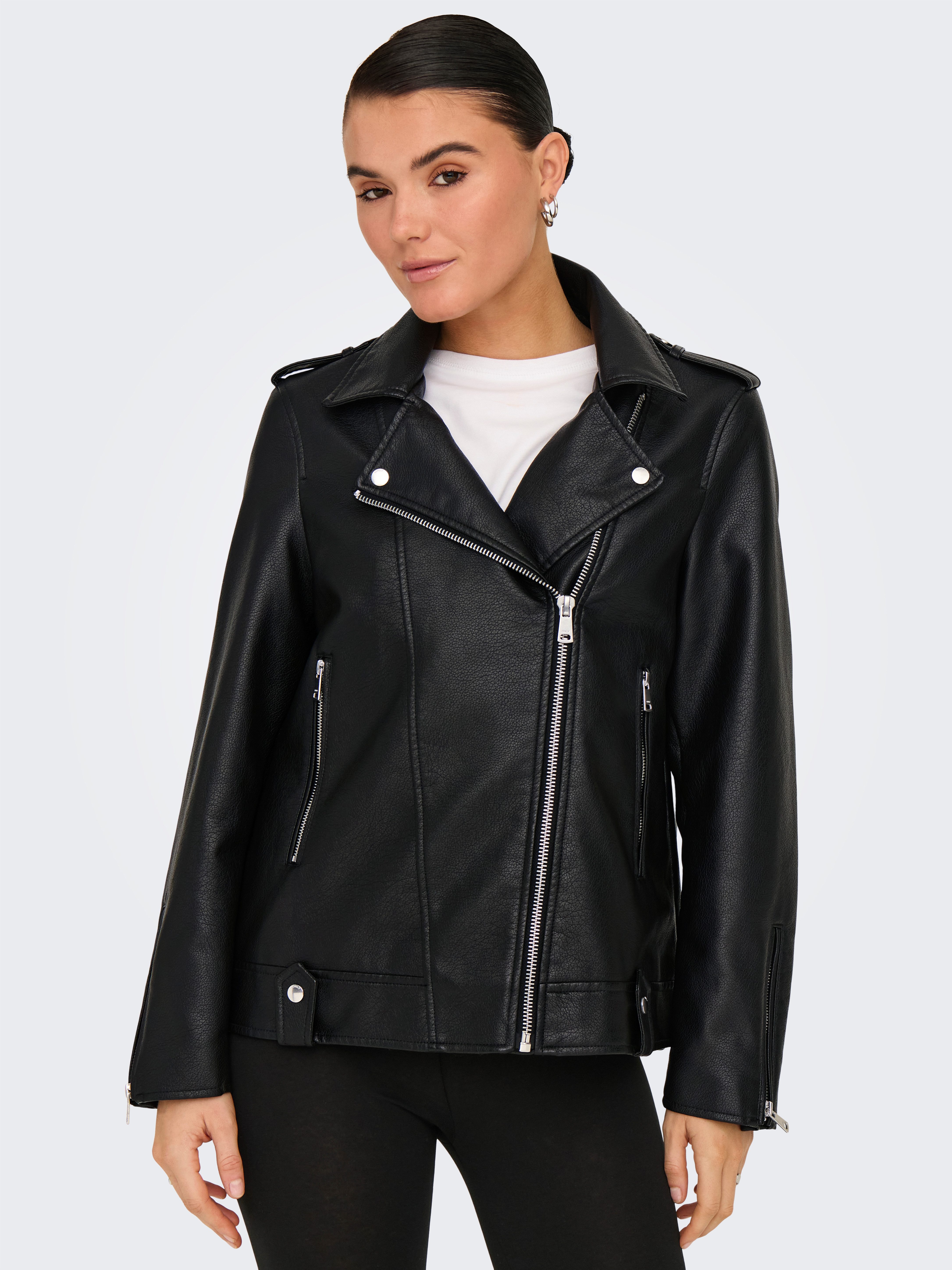 Only Imitatieleren jack ONLMILLE FAUX LEATHER JACKET OTW dames zomerjassen maat S (36) zwart