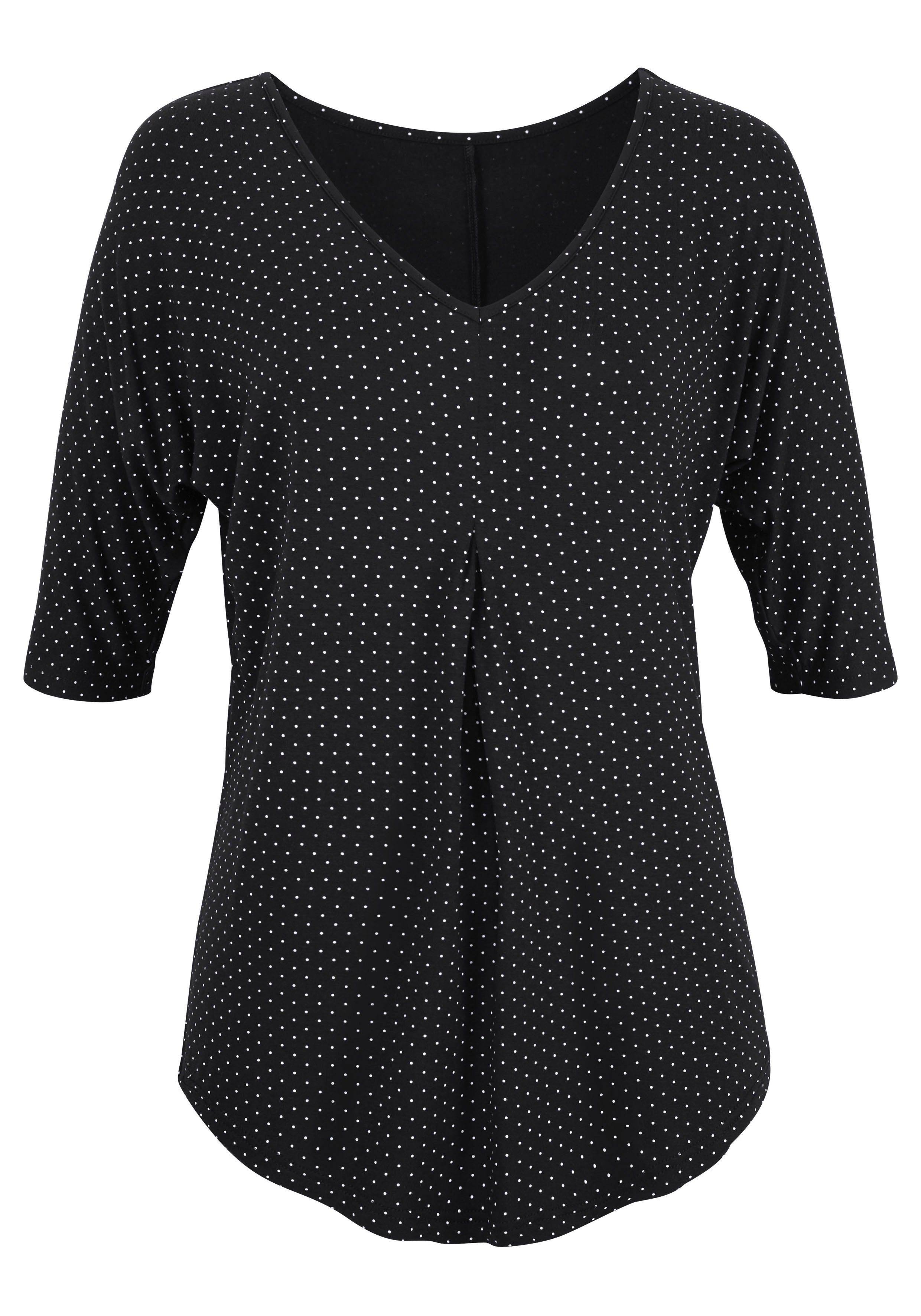Lascana Shirt met korte mouwen Met stopplooi van zachte viscose-stretch