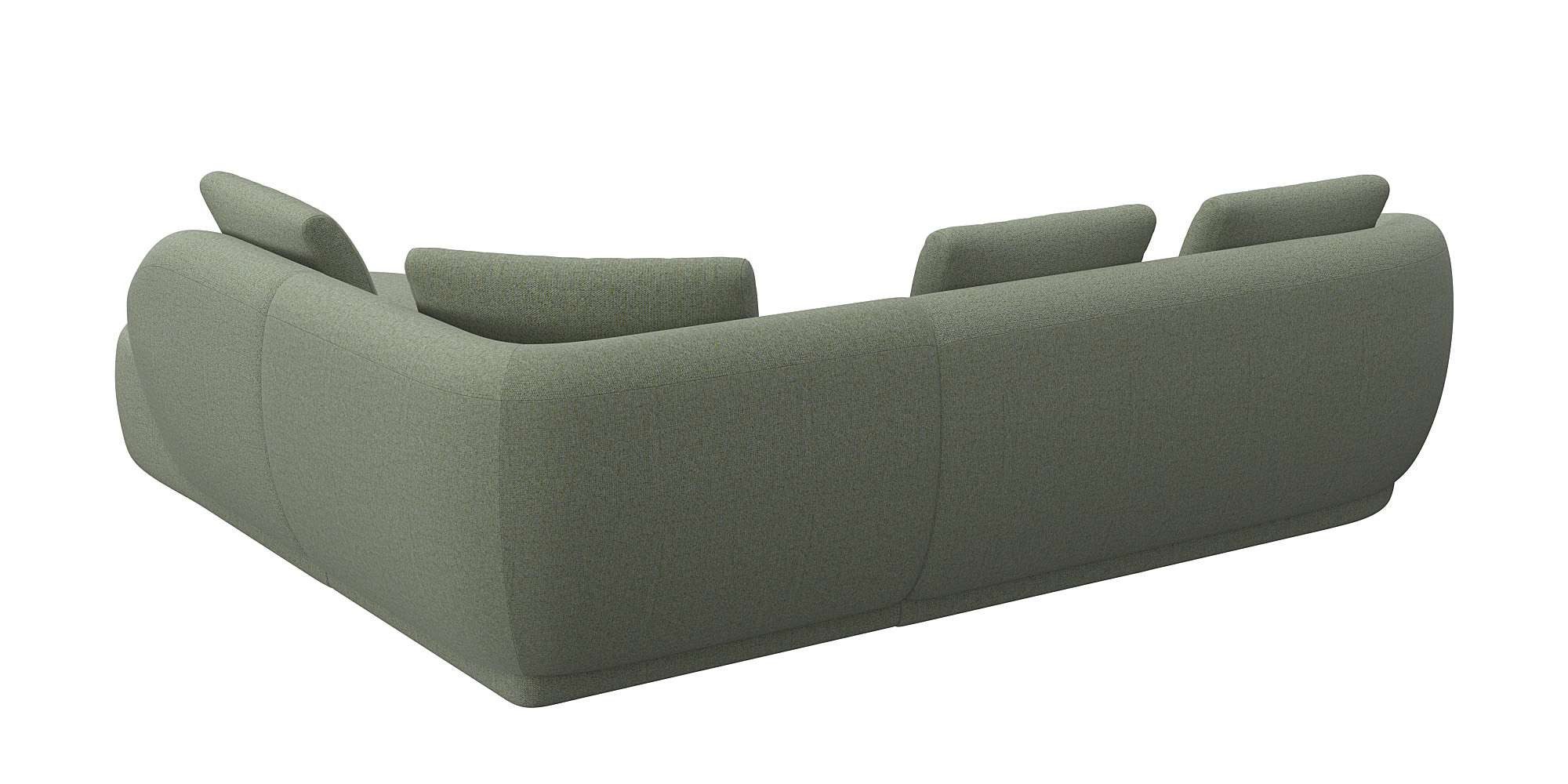 FLEXLUX Hoekbank Torino, rond, L-vorm, bankhoek met ottomane Modern, organisch bankontwerp, koudschuim, golfvering