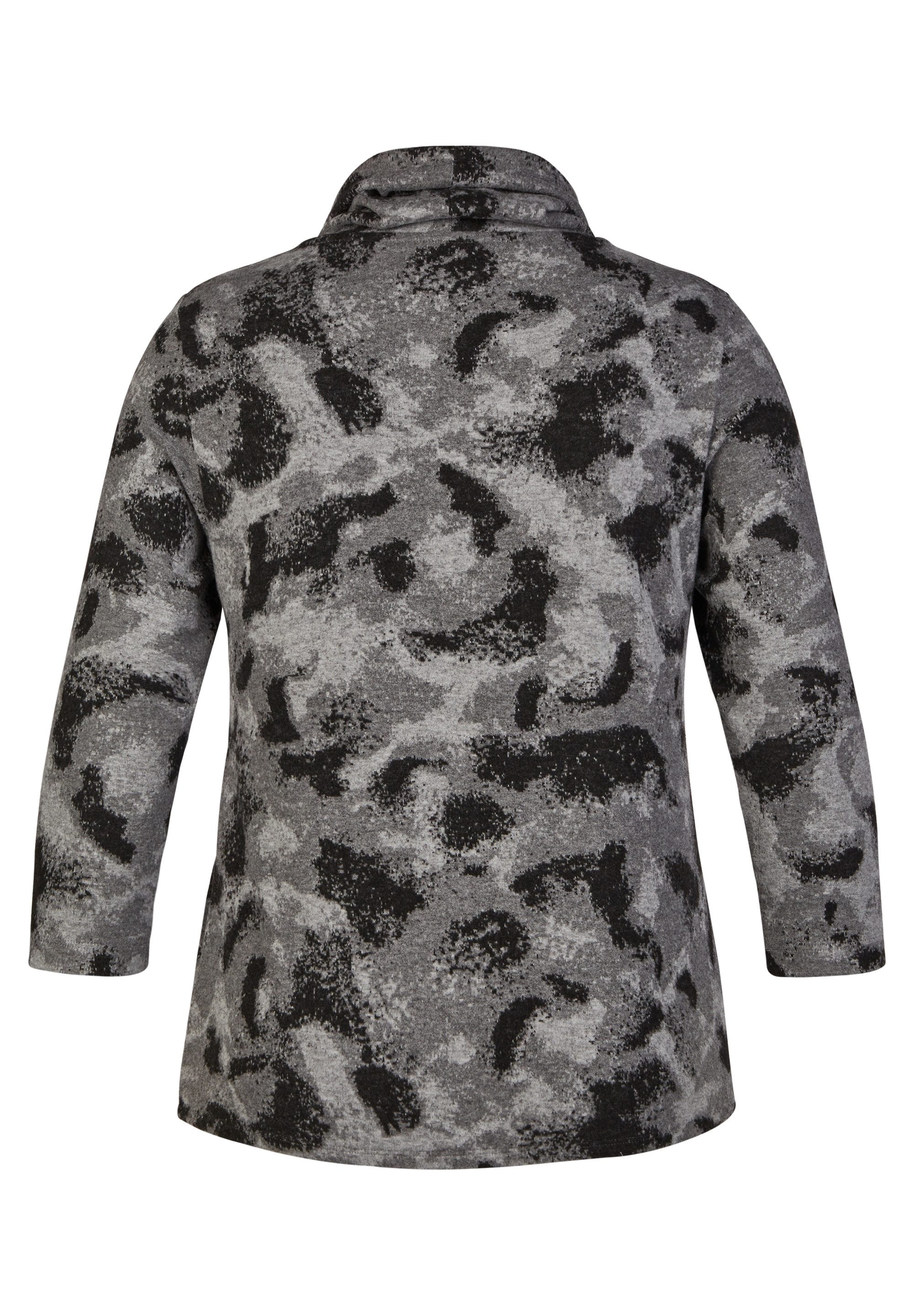 Rabe Shirt met 3/4 mouwen met koord aan de hals en grafisch patroon