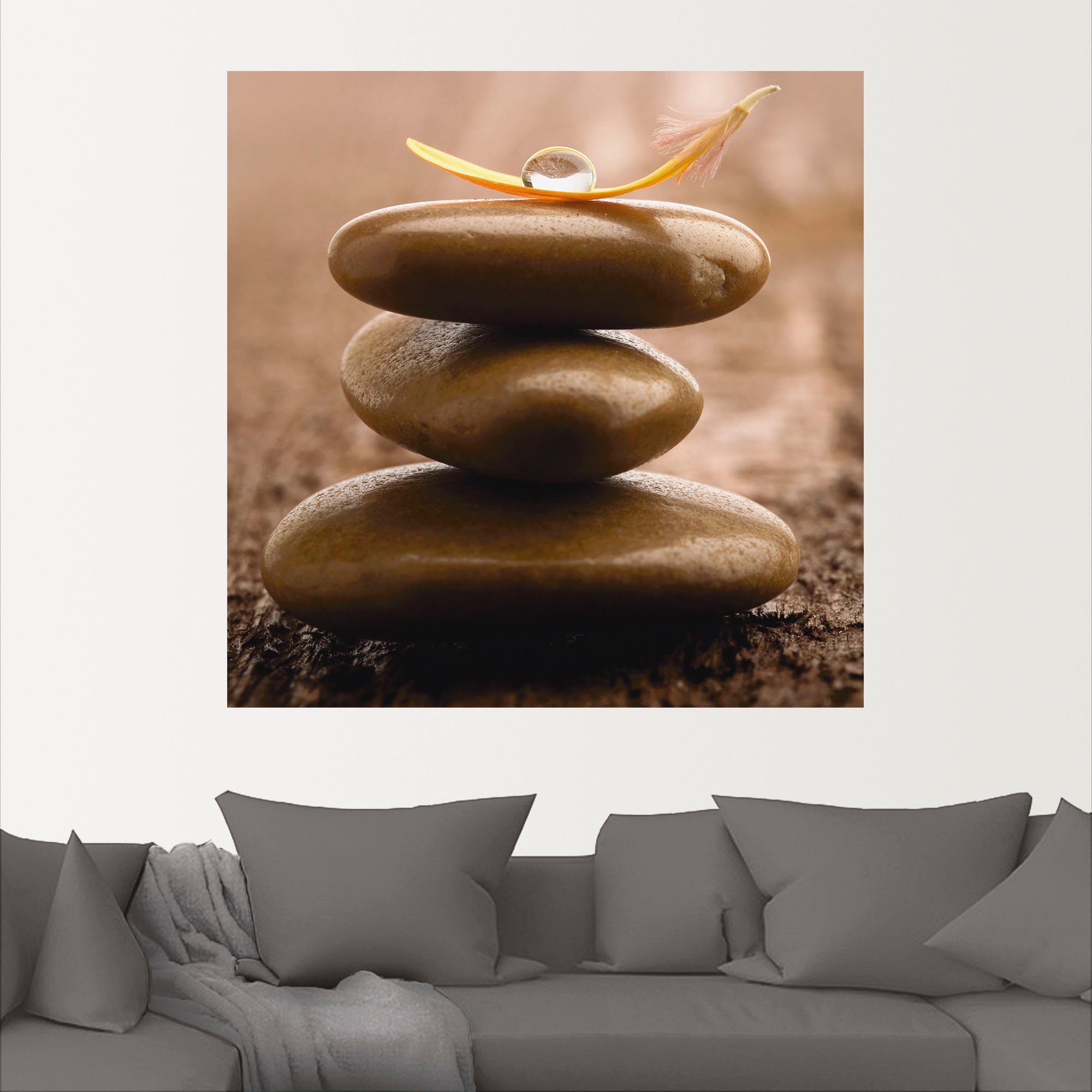 Artland Artprint Massagestenen op houten ondergrond als artprint op linnen, muursticker in verschillende maten