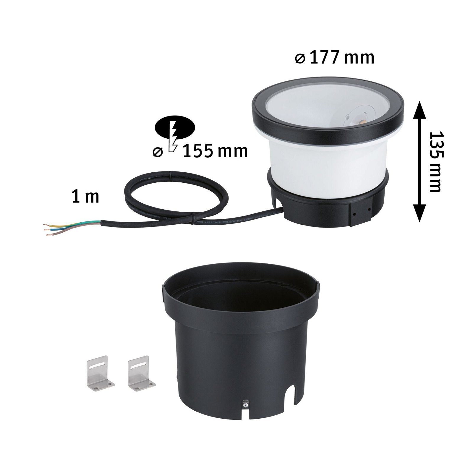Paulmann Led-tuinlamp LED Wandfluter Ocos 177mm 3000K 6,2W 190lm 230V 75° Antraciet Metaal (1 stuk)