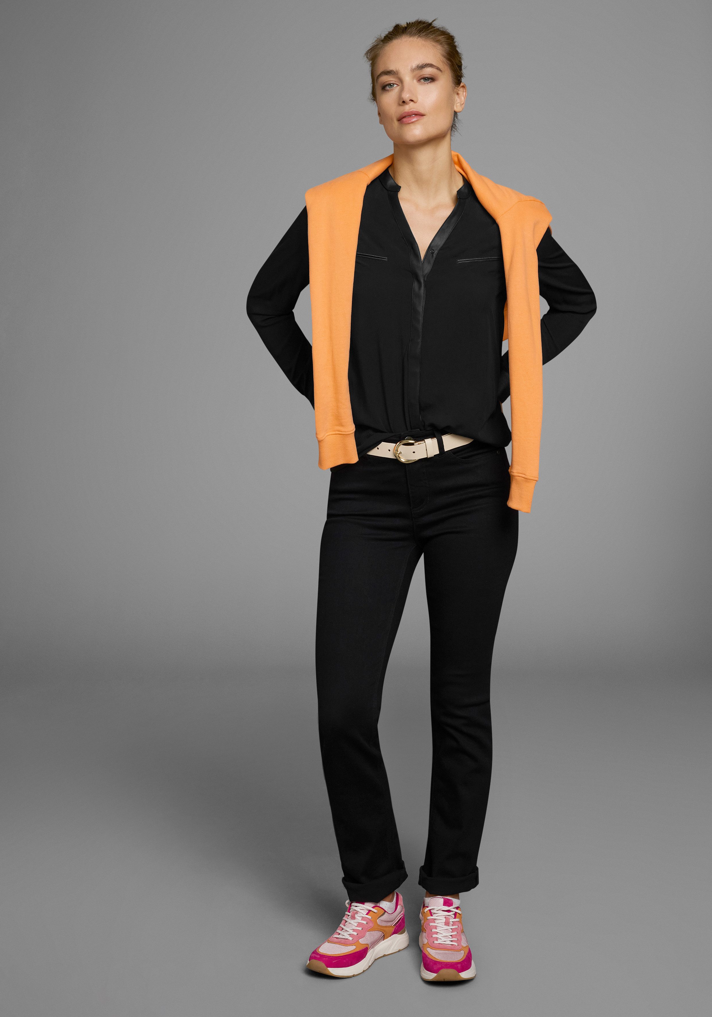 AJC Overhemdblouse met details van imitatieleer