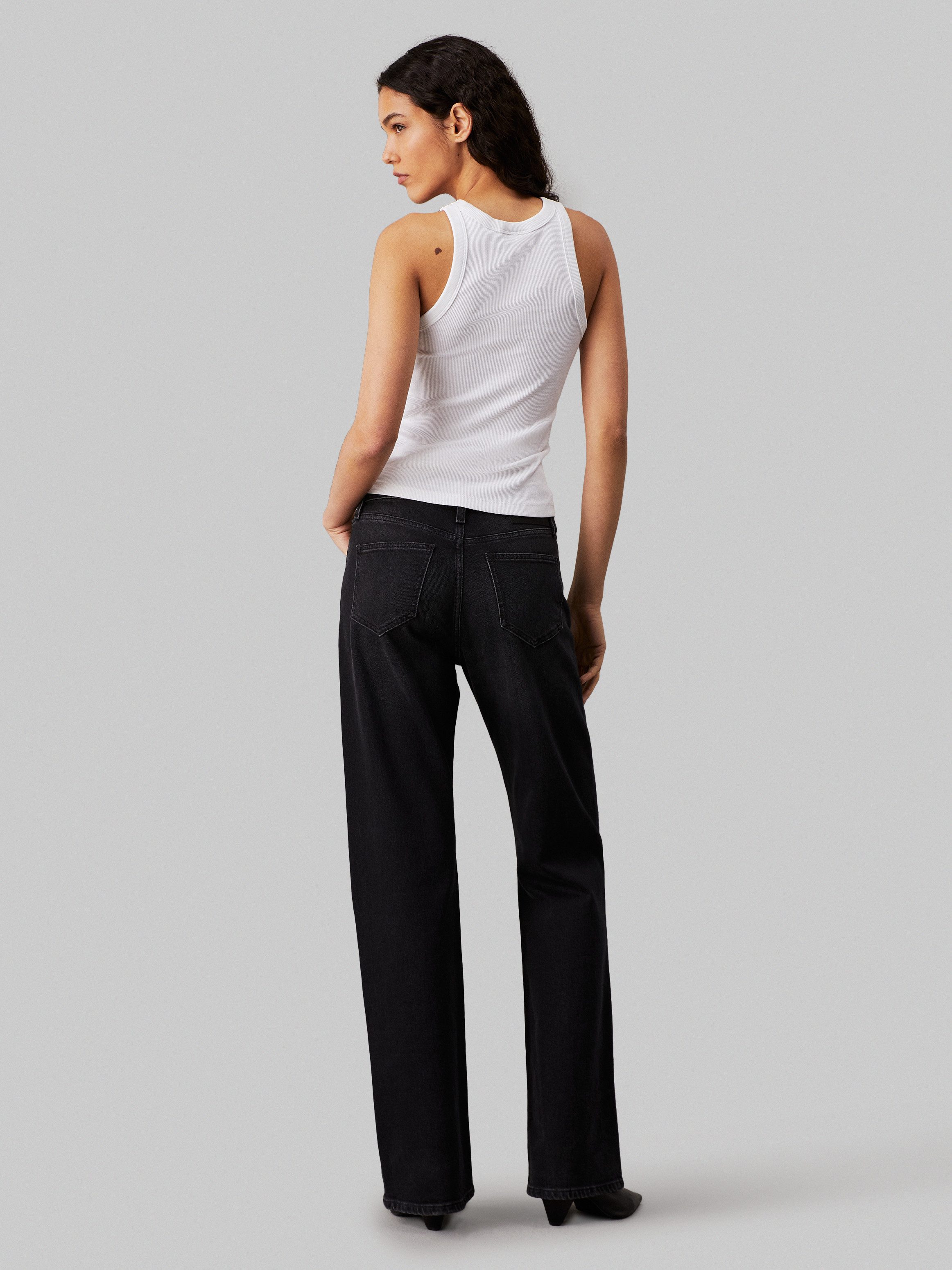 Calvin Klein Geribde tanktop WOVEN LABEL TANK TOP
